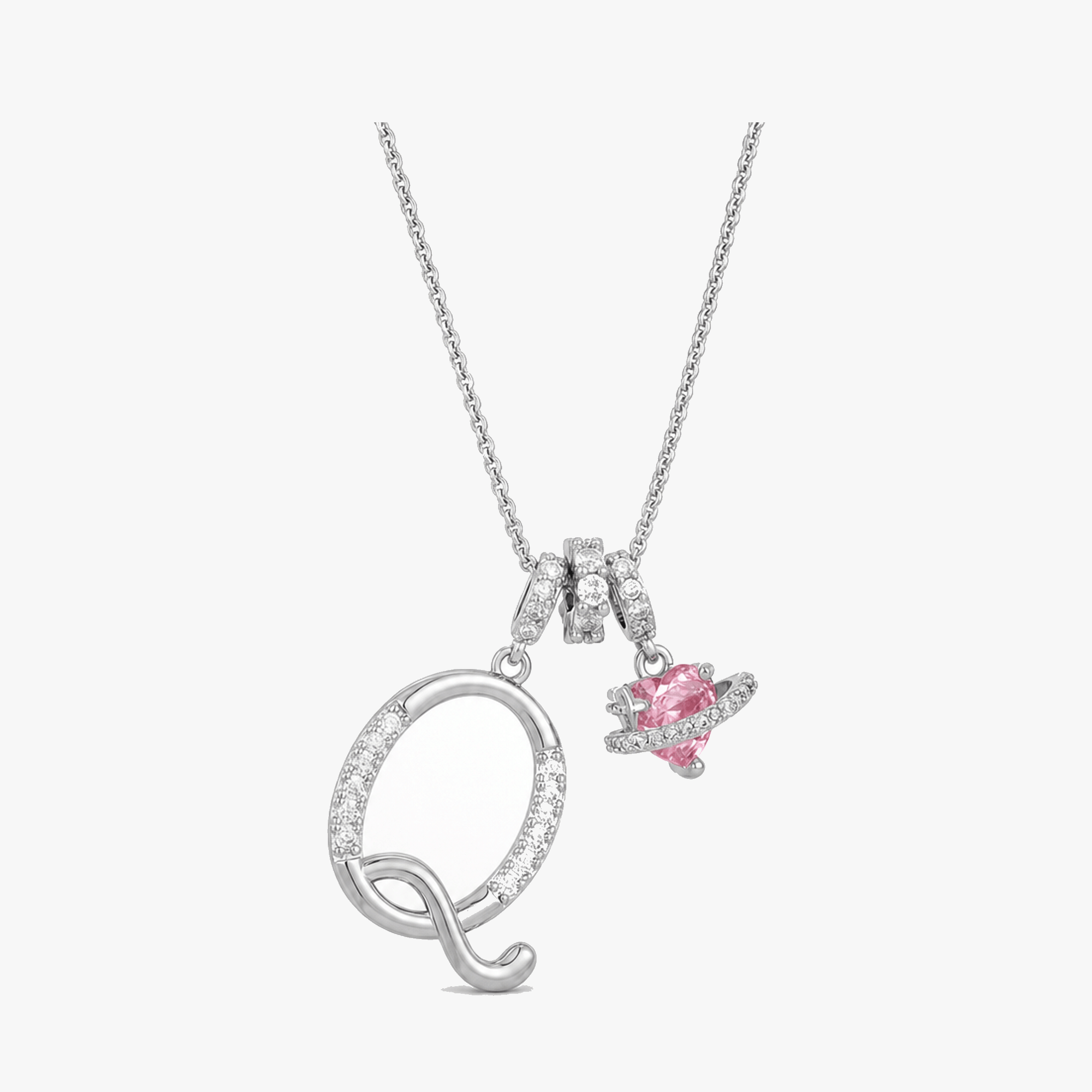 LUMARA – 3-Layer Initial Necklace with Pink Heart Zircon