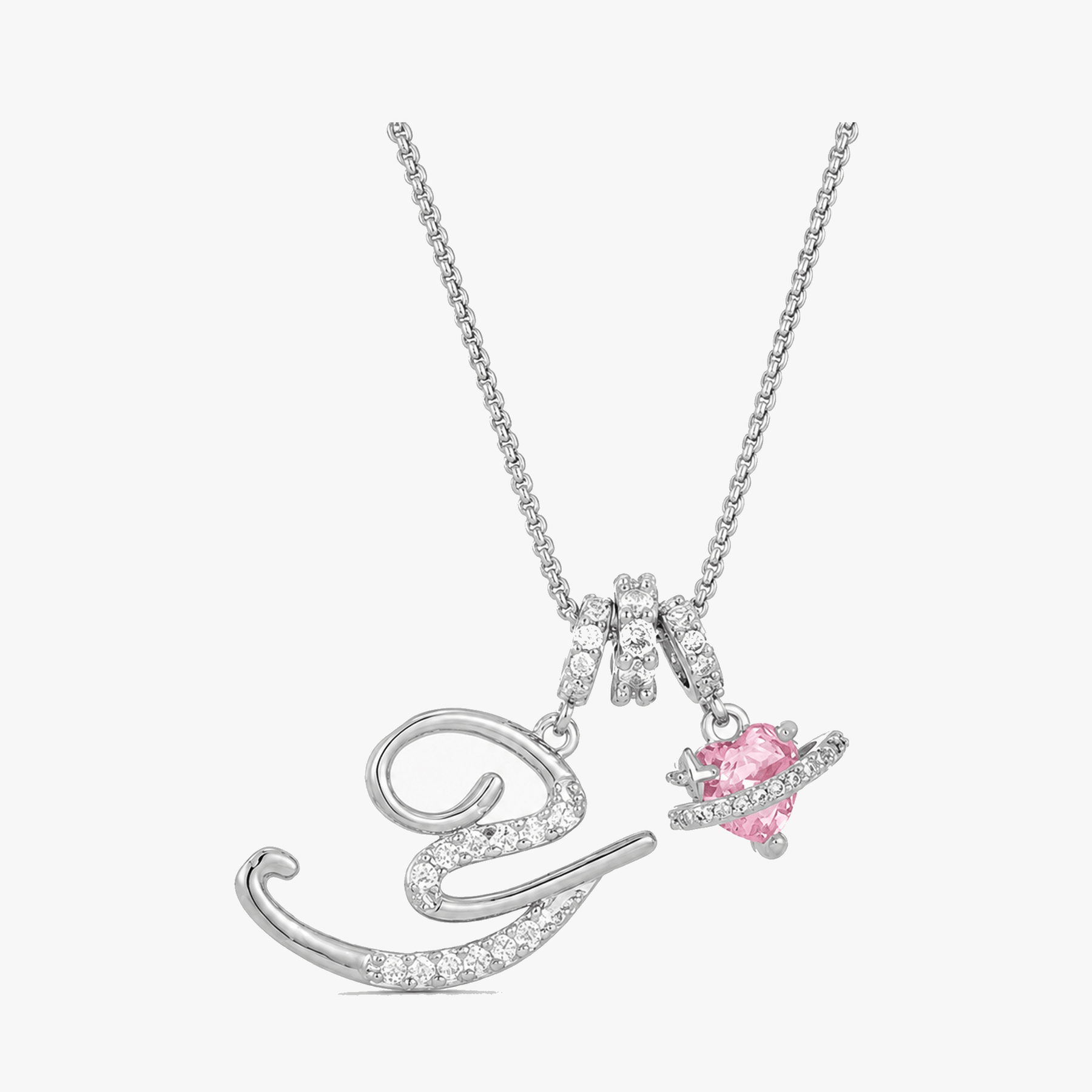 LUMARA – 3-Layer Initial Necklace with Pink Heart Zircon