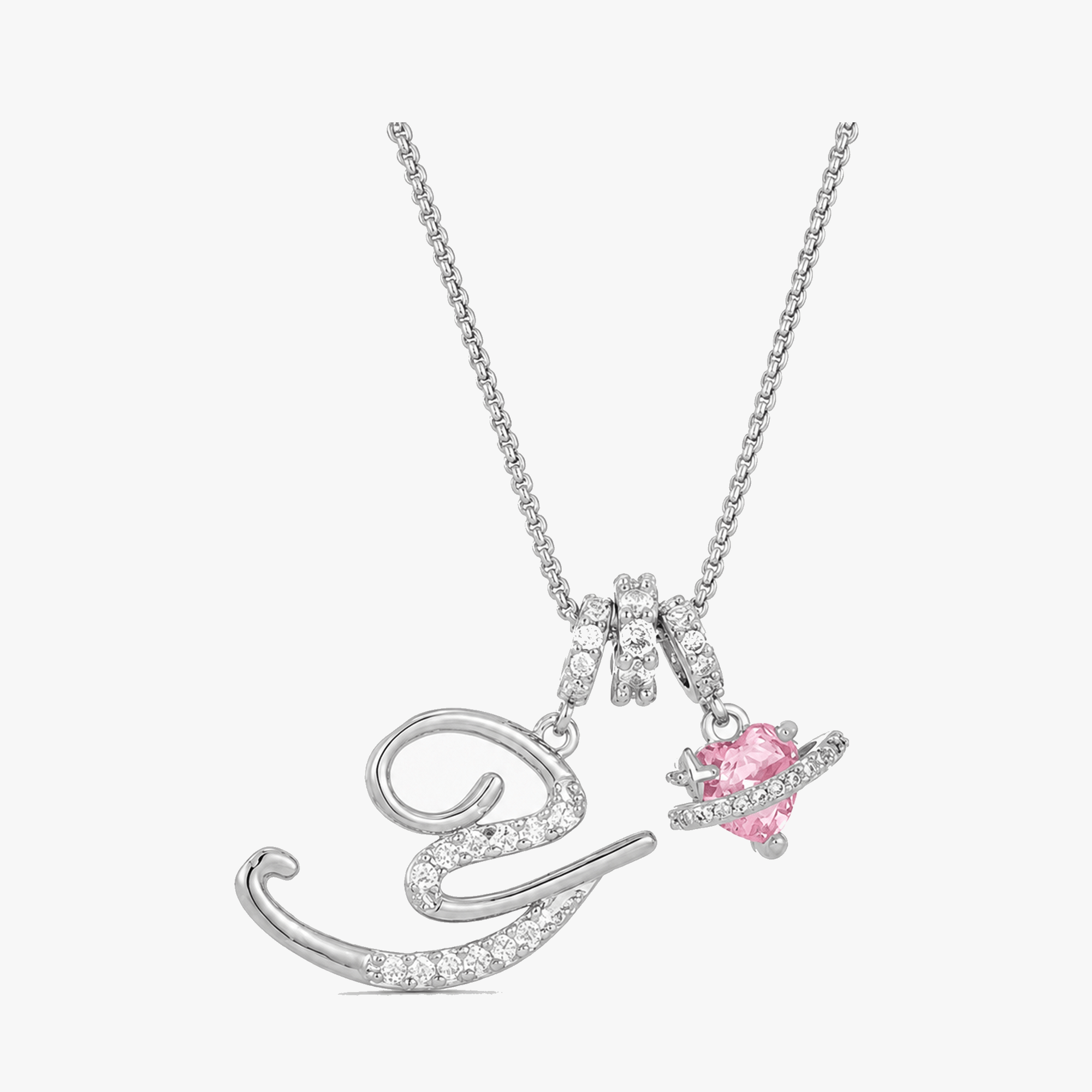 LUMARA – 3-Layer Initial Necklace with Pink Heart Zircon