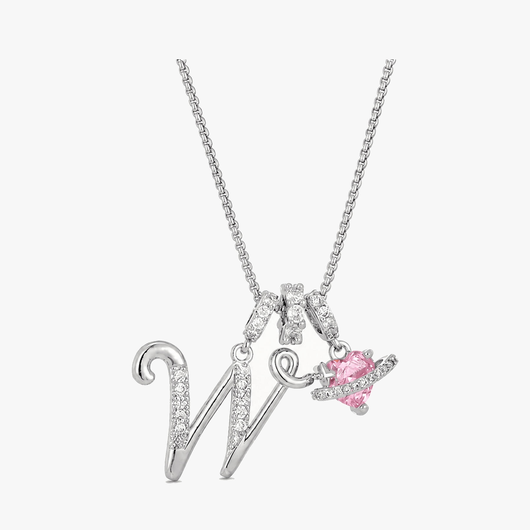 LUMARA – 3-Layer Initial Necklace with Pink Heart Zircon