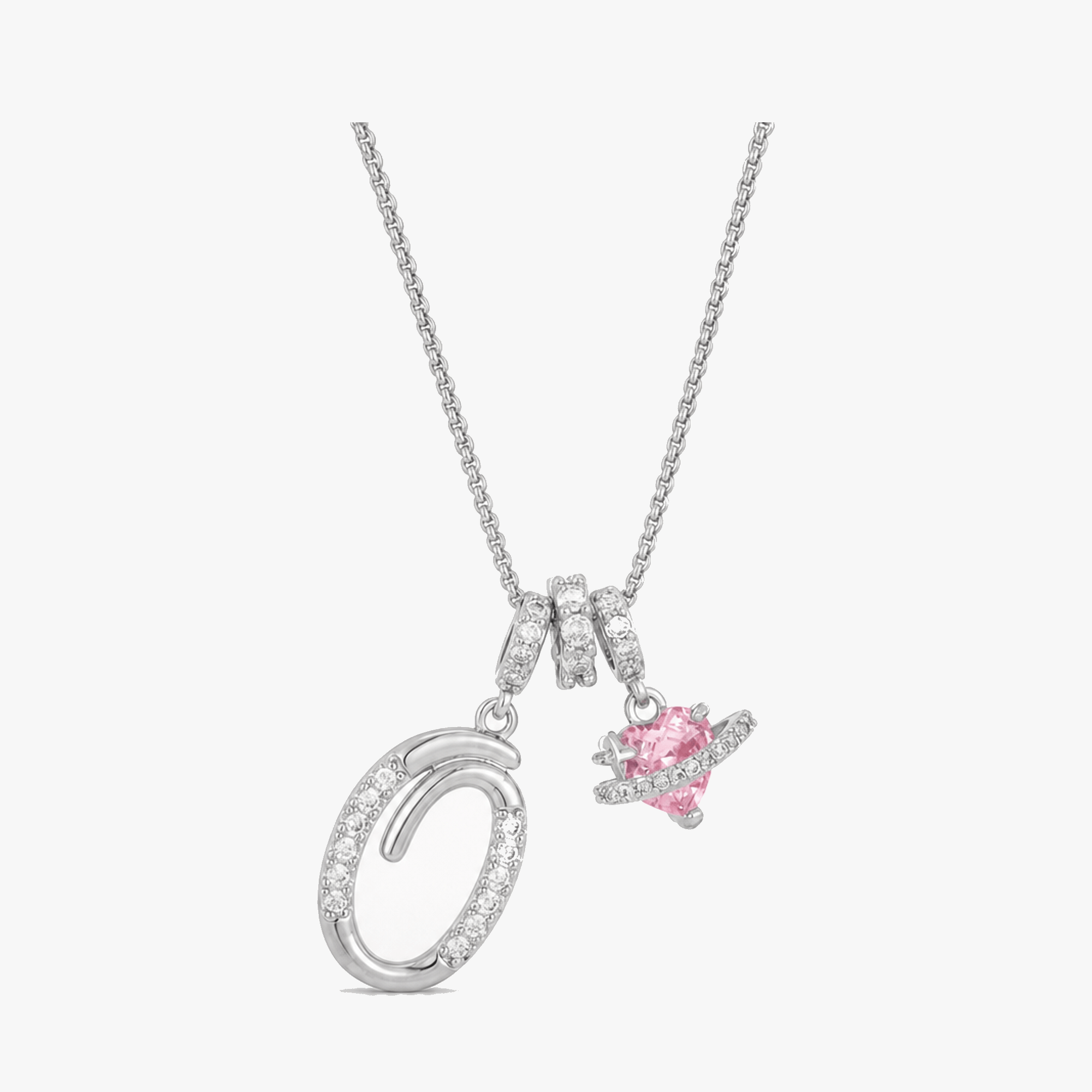 LUMARA – 3-Layer Initial Necklace with Pink Heart Zircon