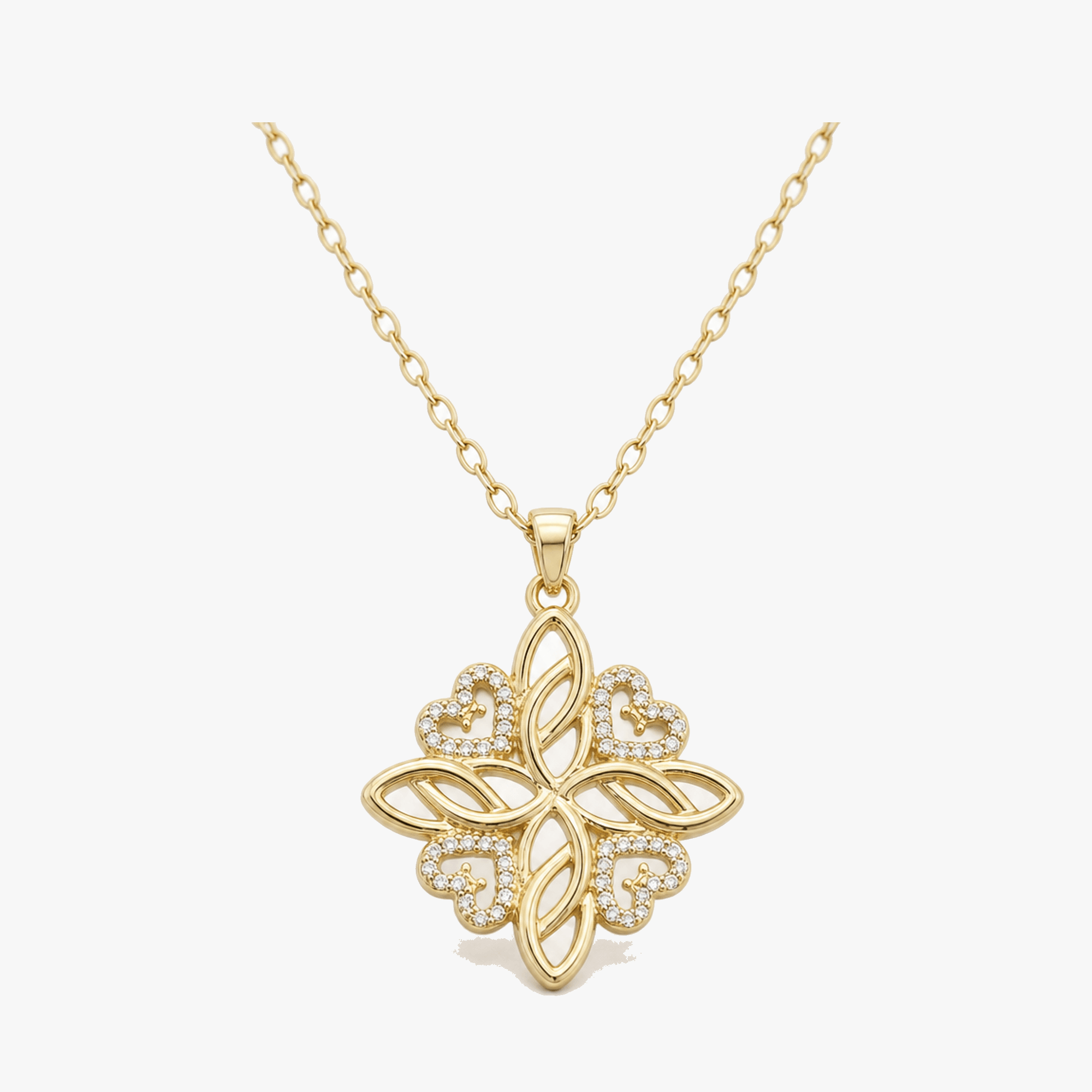 Elowen – Crystal Celtic Knot Necklace