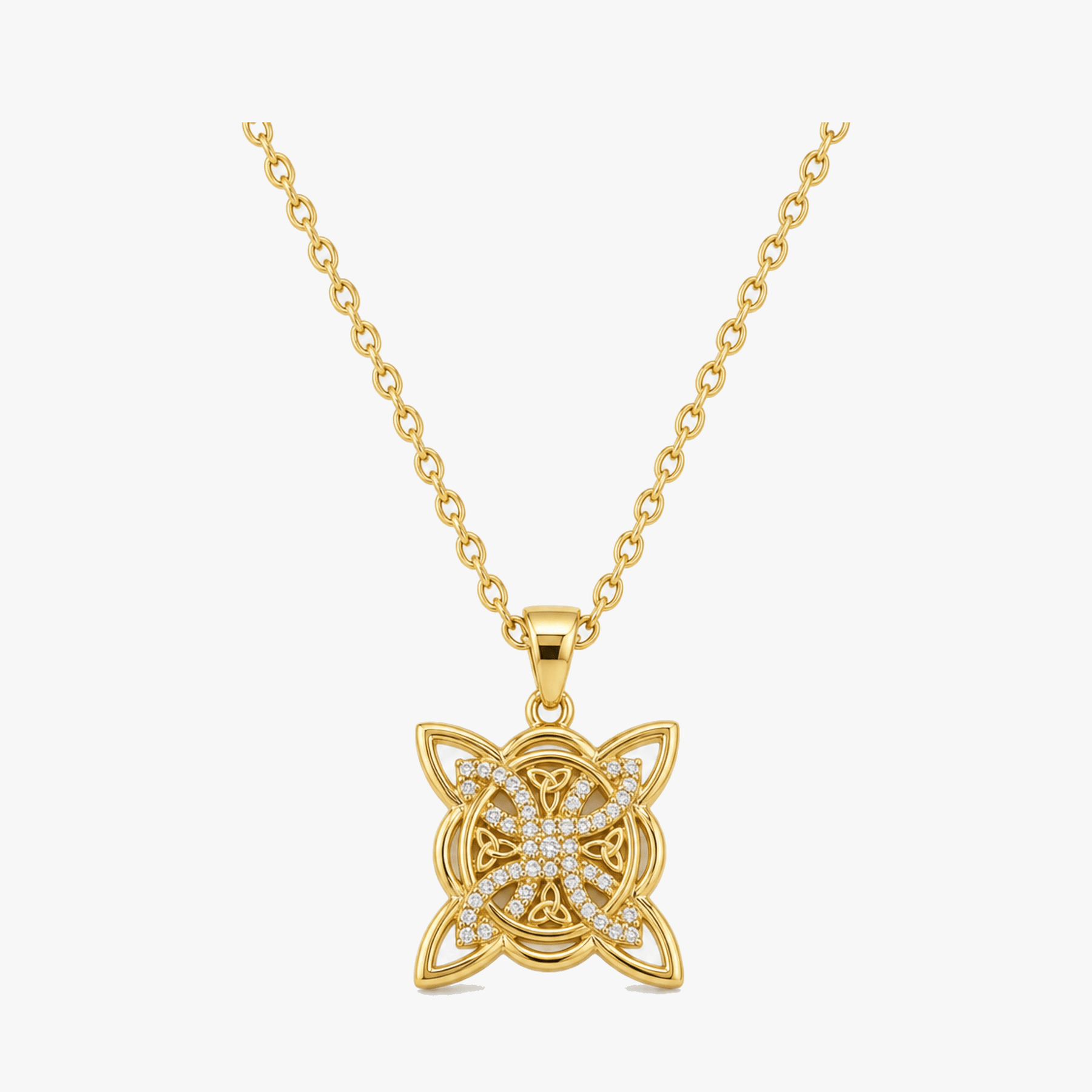 Elowen – Crystal Celtic Knot Necklace