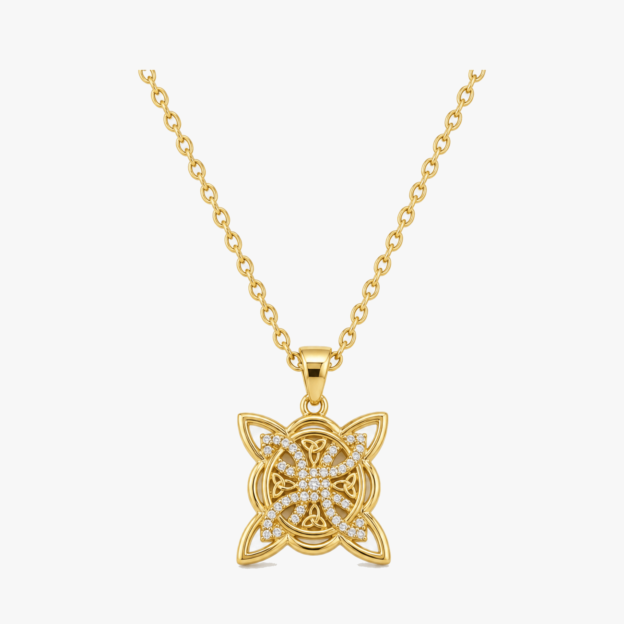 Elowen – Crystal Celtic Knot Necklace