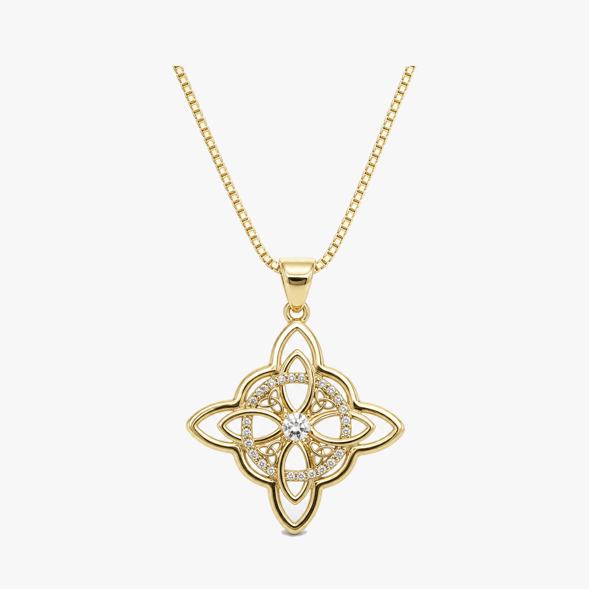 Elowen – Crystal Celtic Knot Necklace