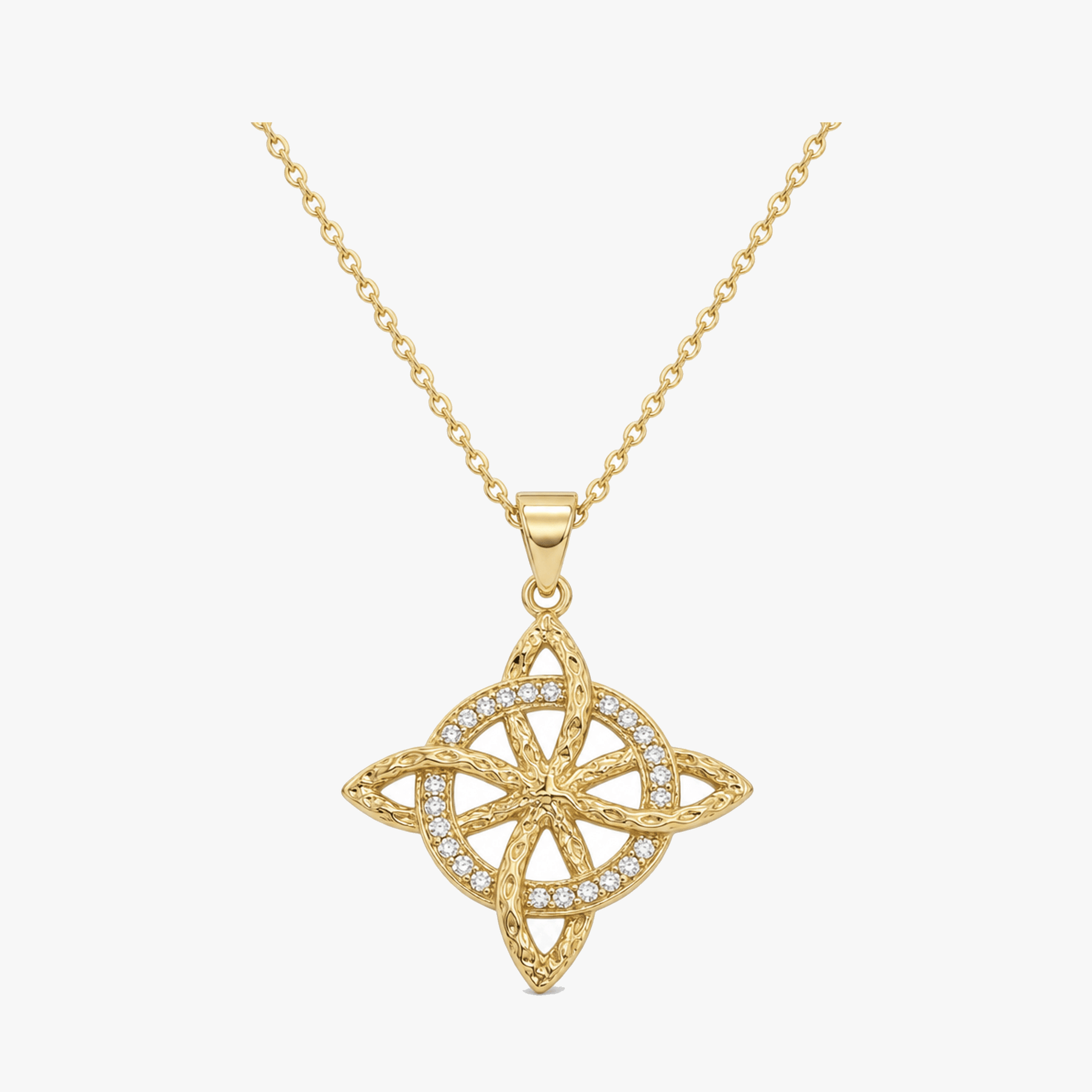 Elowen – Crystal Celtic Knot Necklace