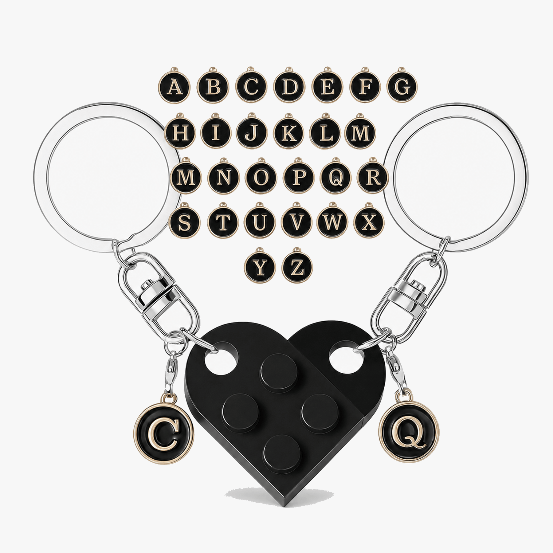 Loveclick – Matching Heart Keychain Set with Initials