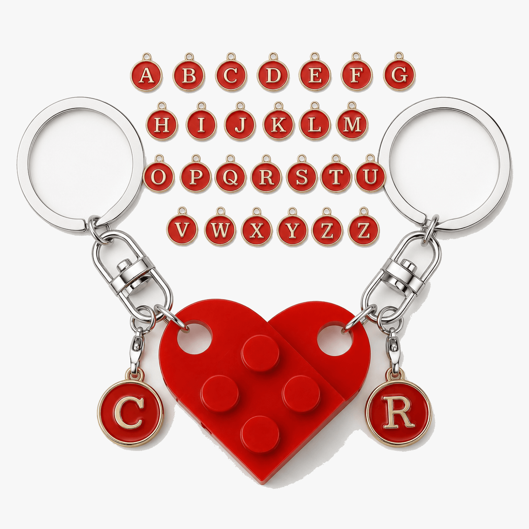 Loveclick – Matching Heart Keychain Set with Initials