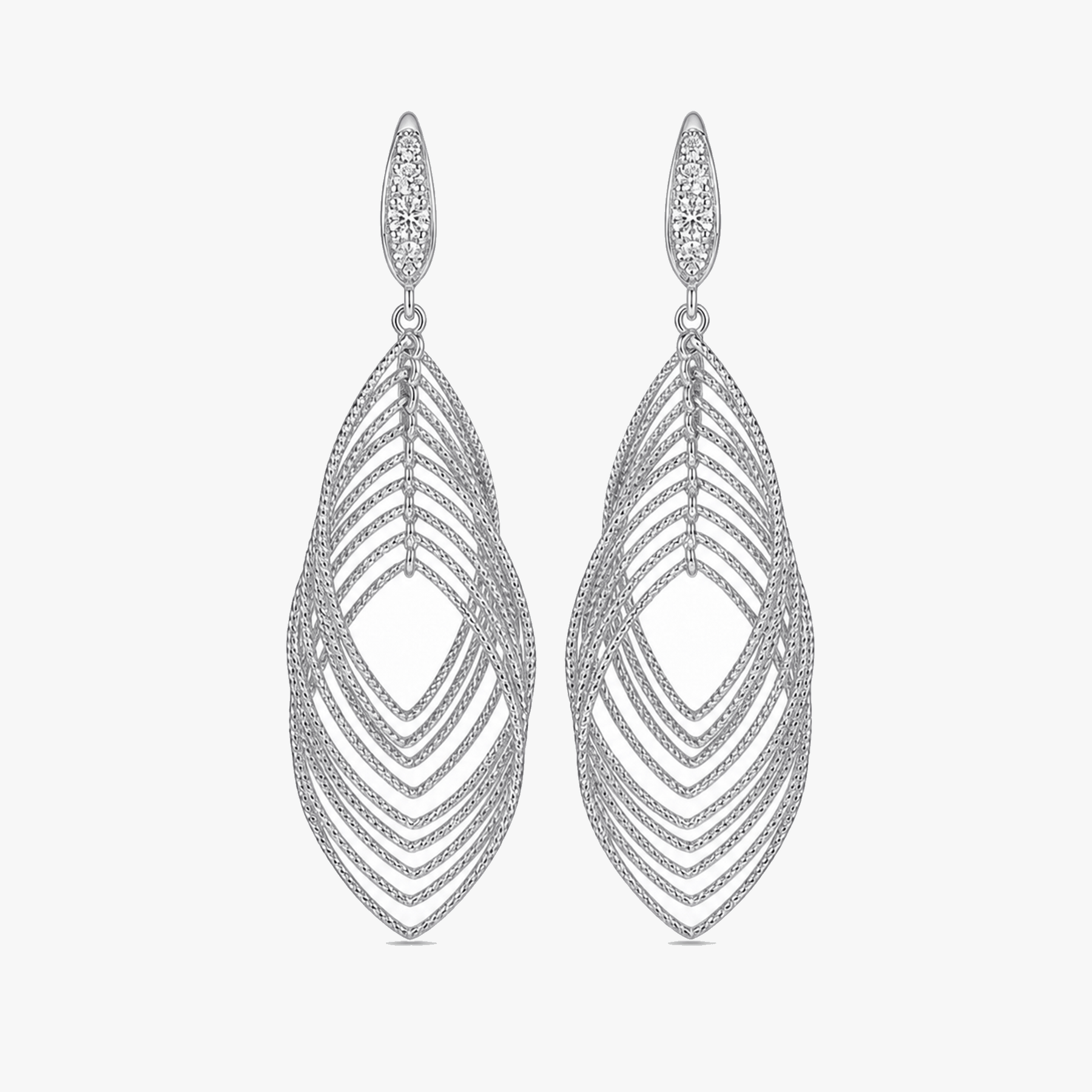 Lumivra - Cascading Silver Leaf Earrings