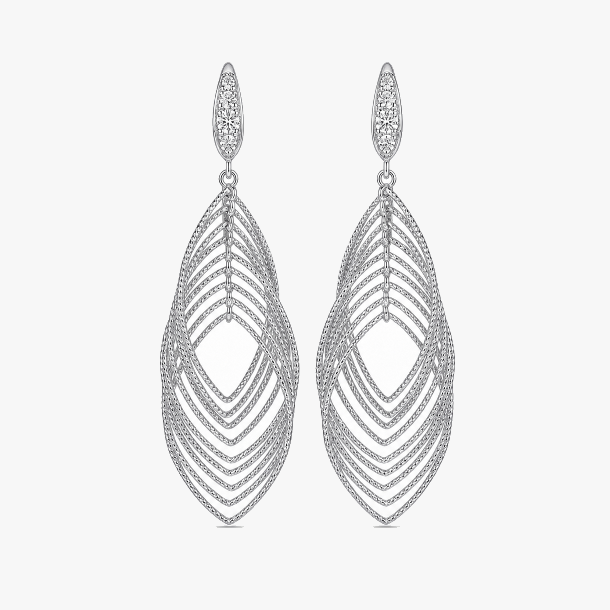 Lumivra - Cascading Silver Leaf Earrings
