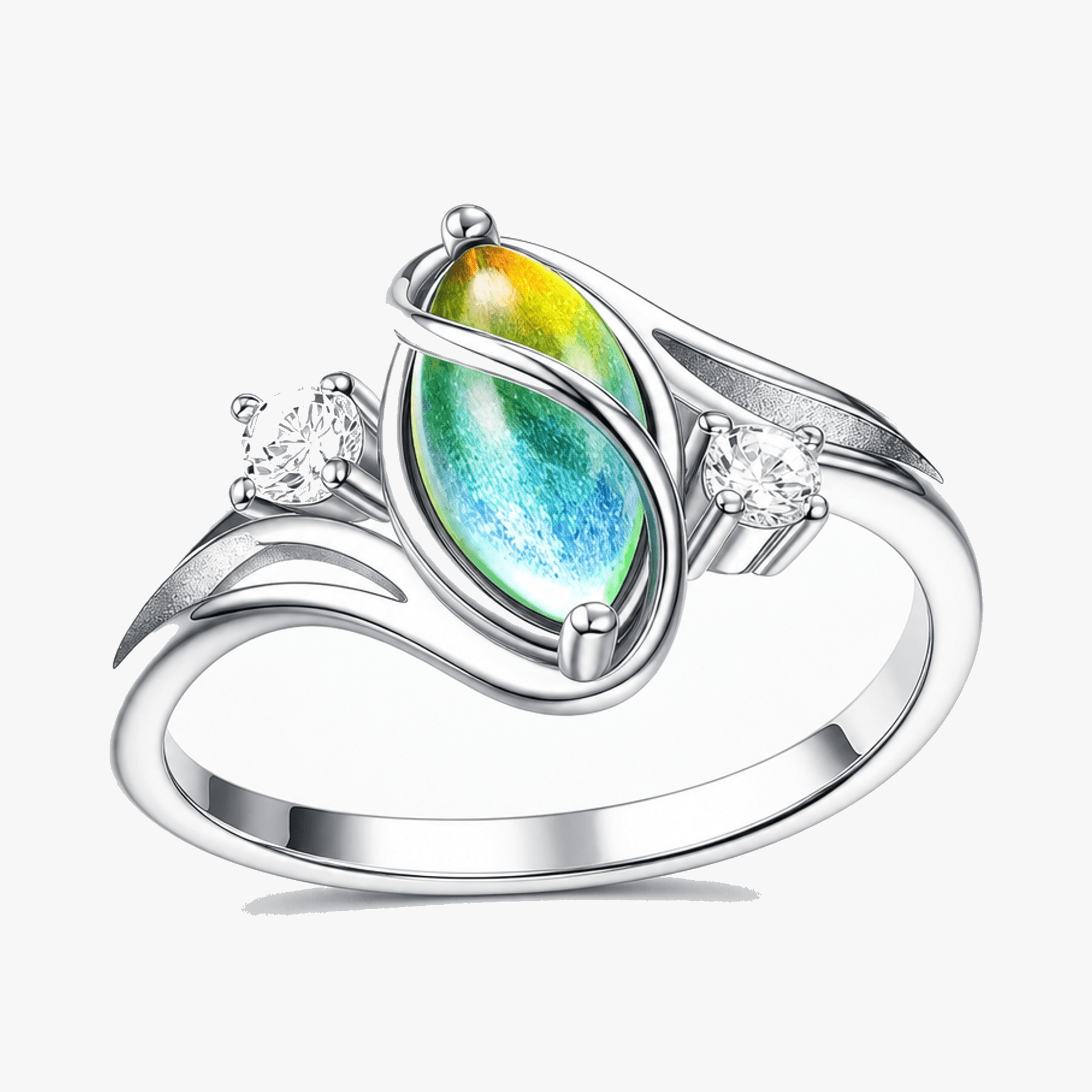 Lunara – Flowing Moonstone Ring with Crystal Accents