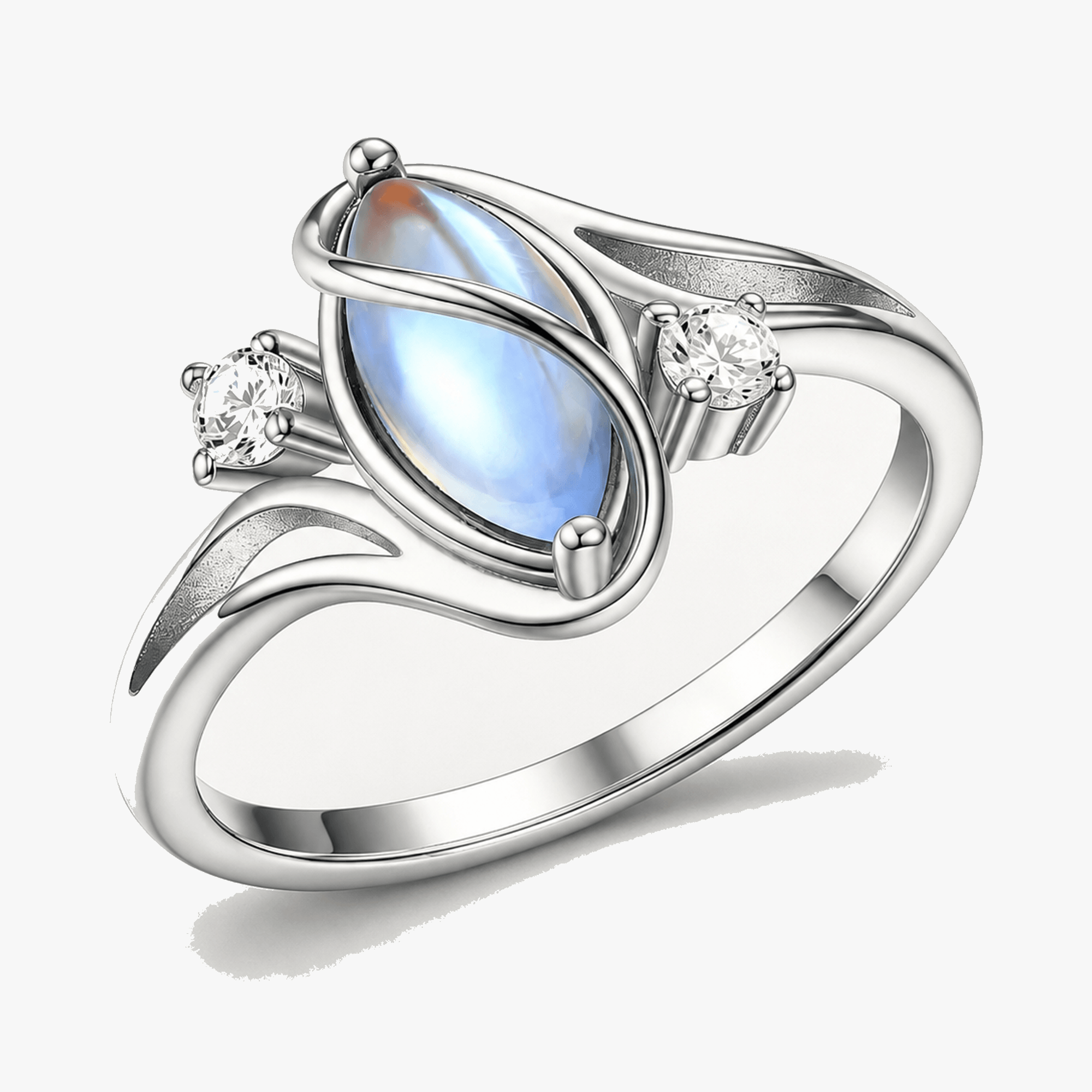 Lunara – Flowing Moonstone Ring with Crystal Accents