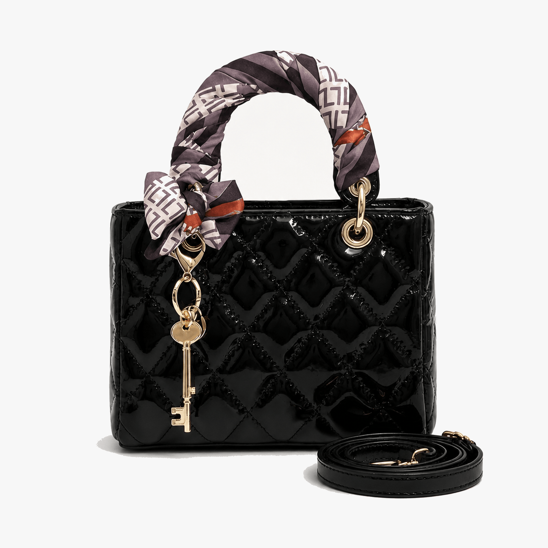Belaire – Quilted Handbag with Silk Scarf Handles