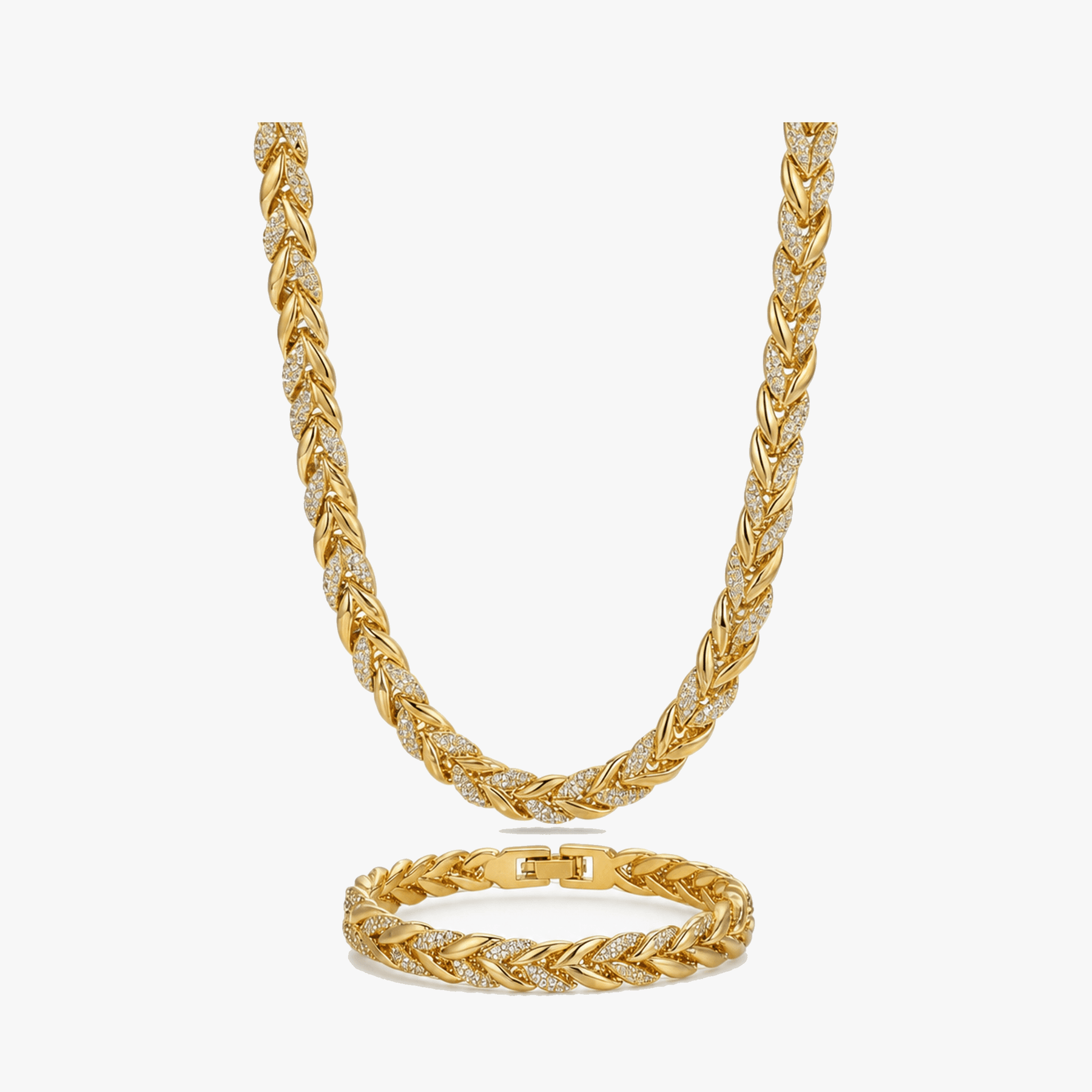Lumara – Sparkling Leaf Link Necklace and Bracelet Set