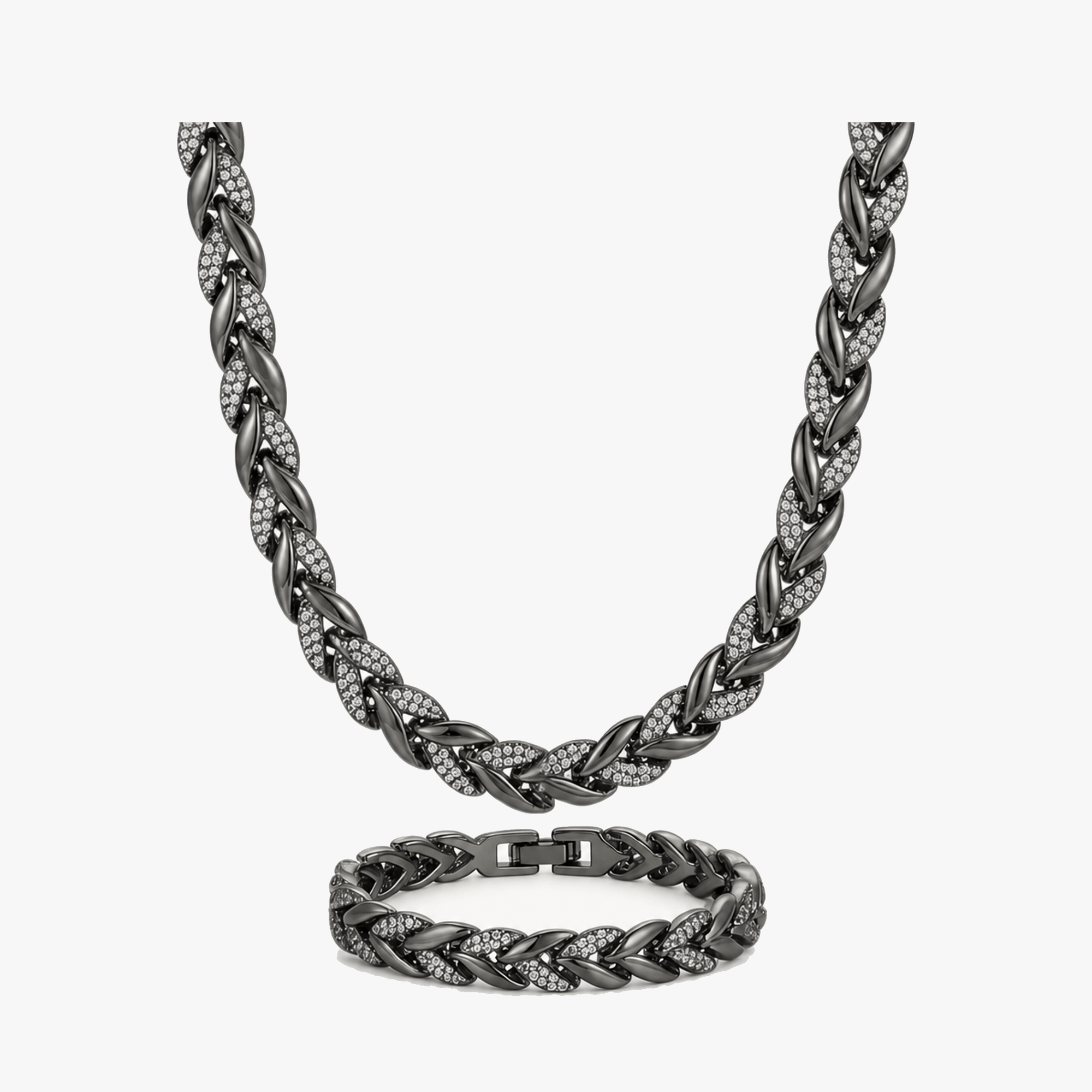 Lumara – Sparkling Leaf Link Necklace and Bracelet Set