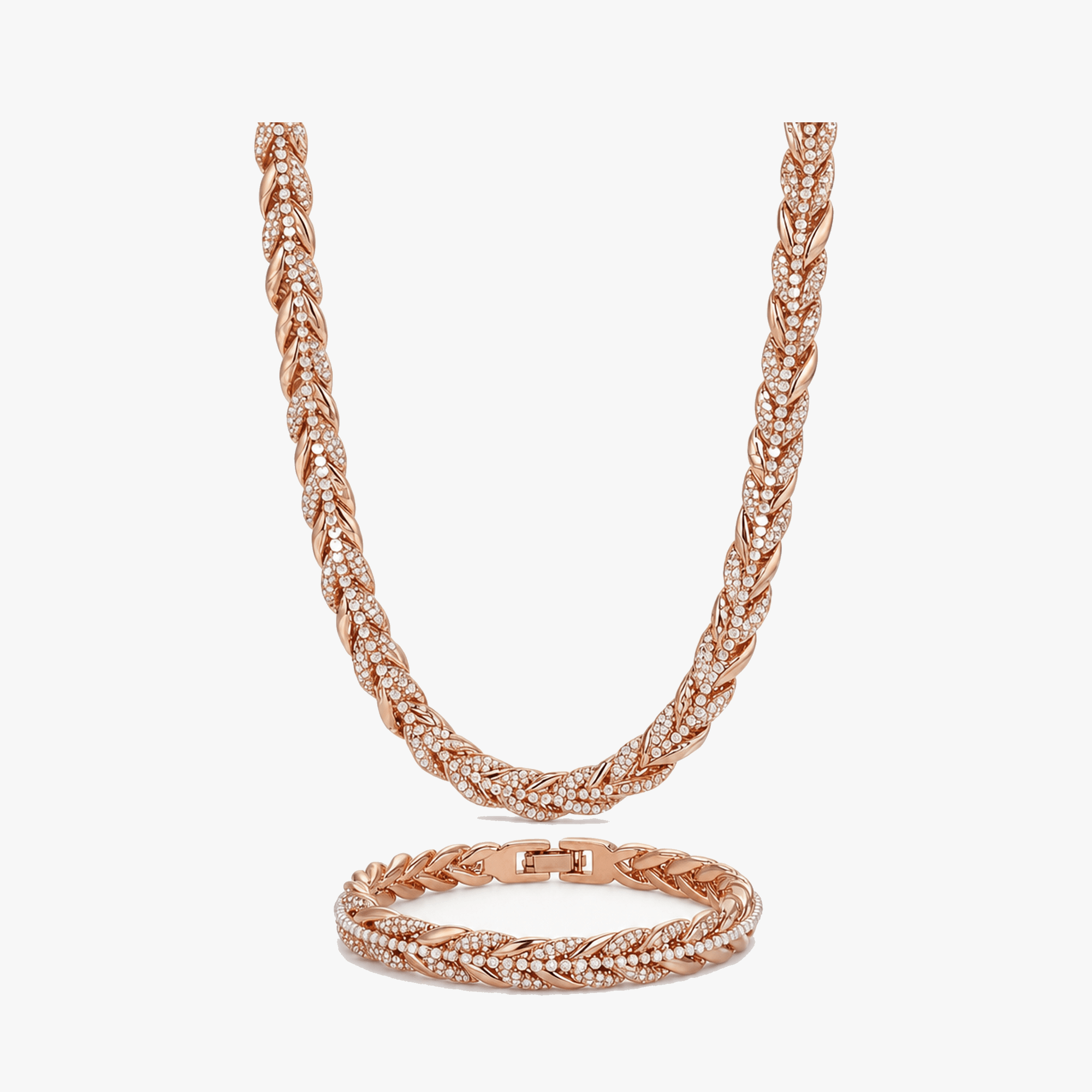 Lumara – Sparkling Leaf Link Necklace and Bracelet Set