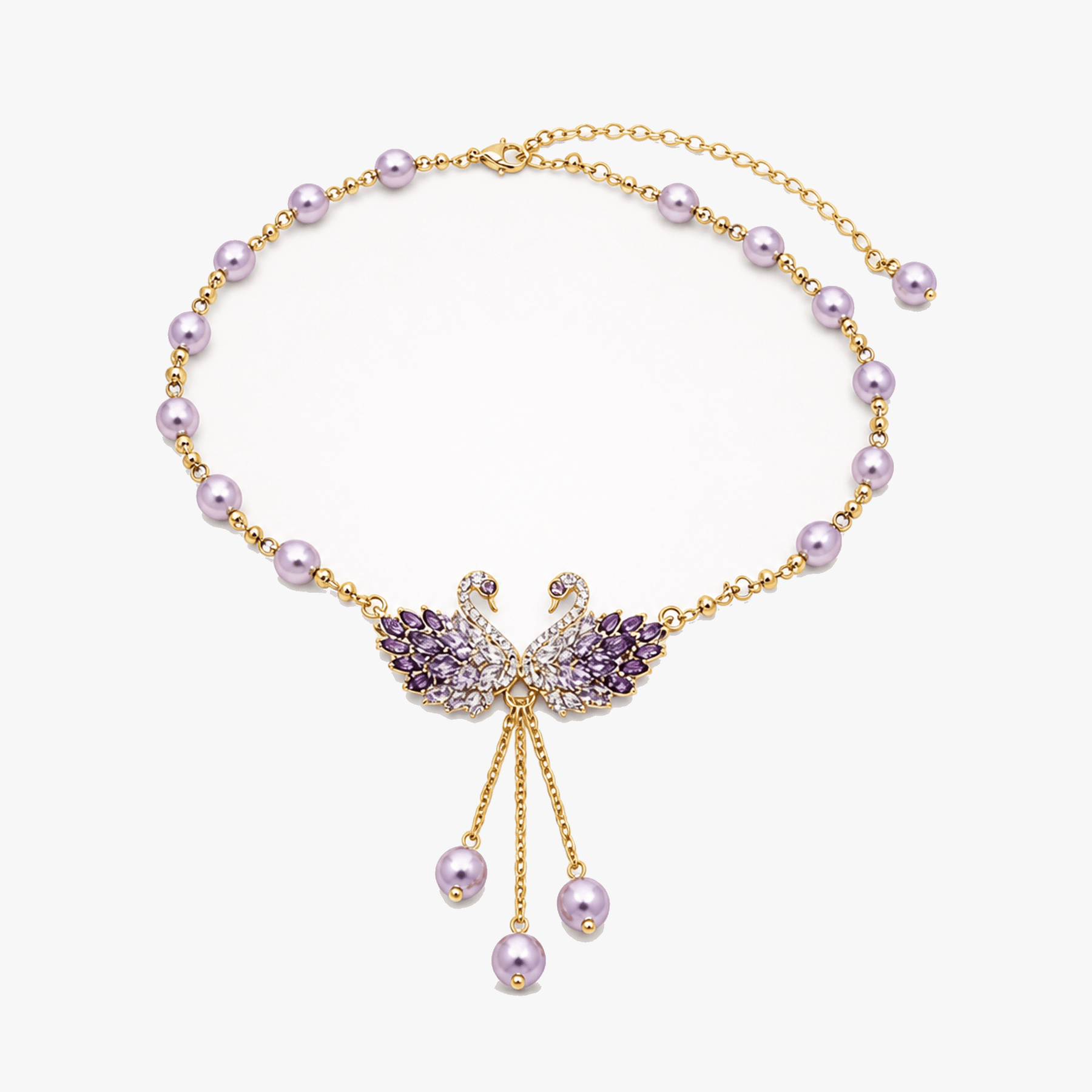 Lunabelle – Twin-Swan Pearl Tassel Necklace