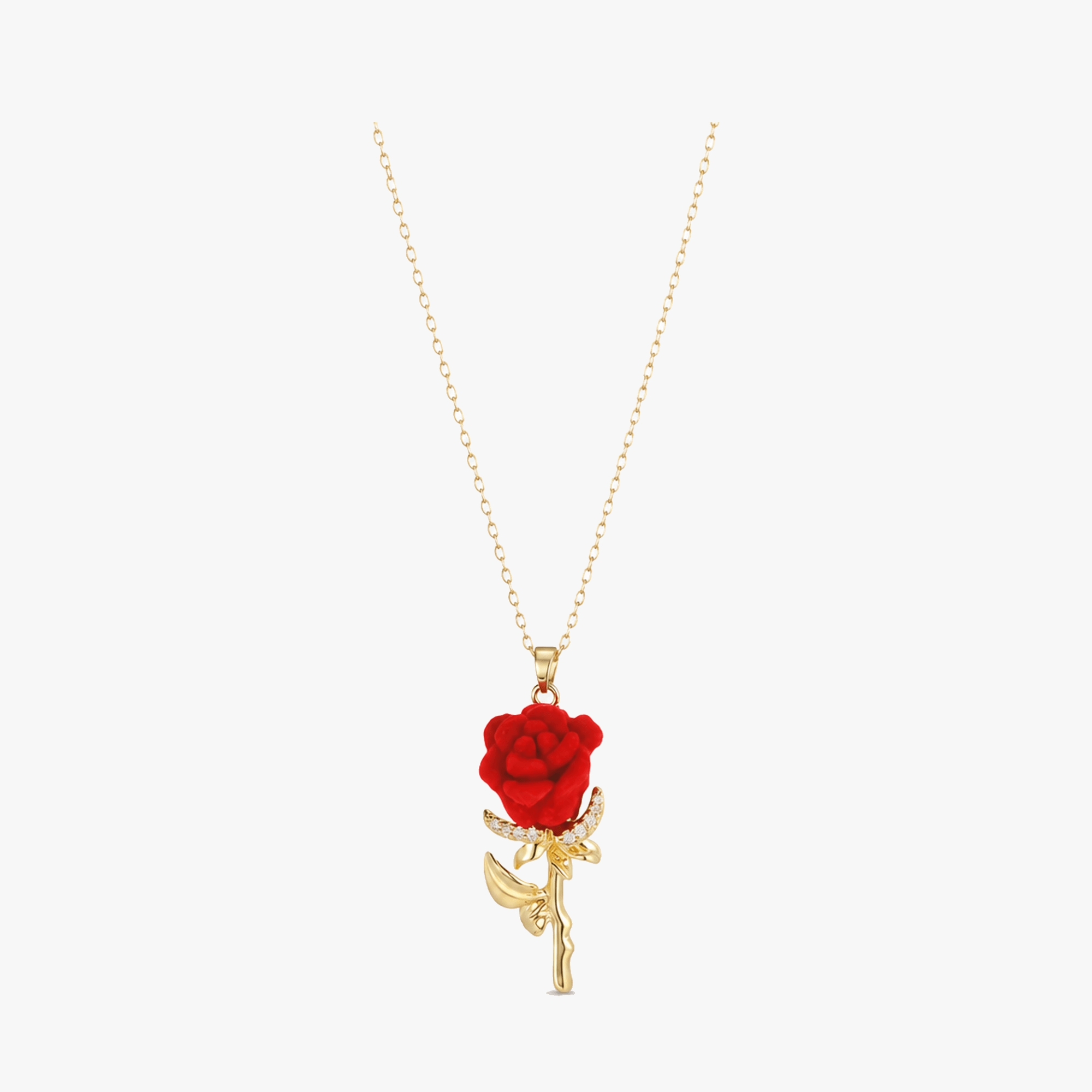Florevia – Velvet Rose Pendant Necklace