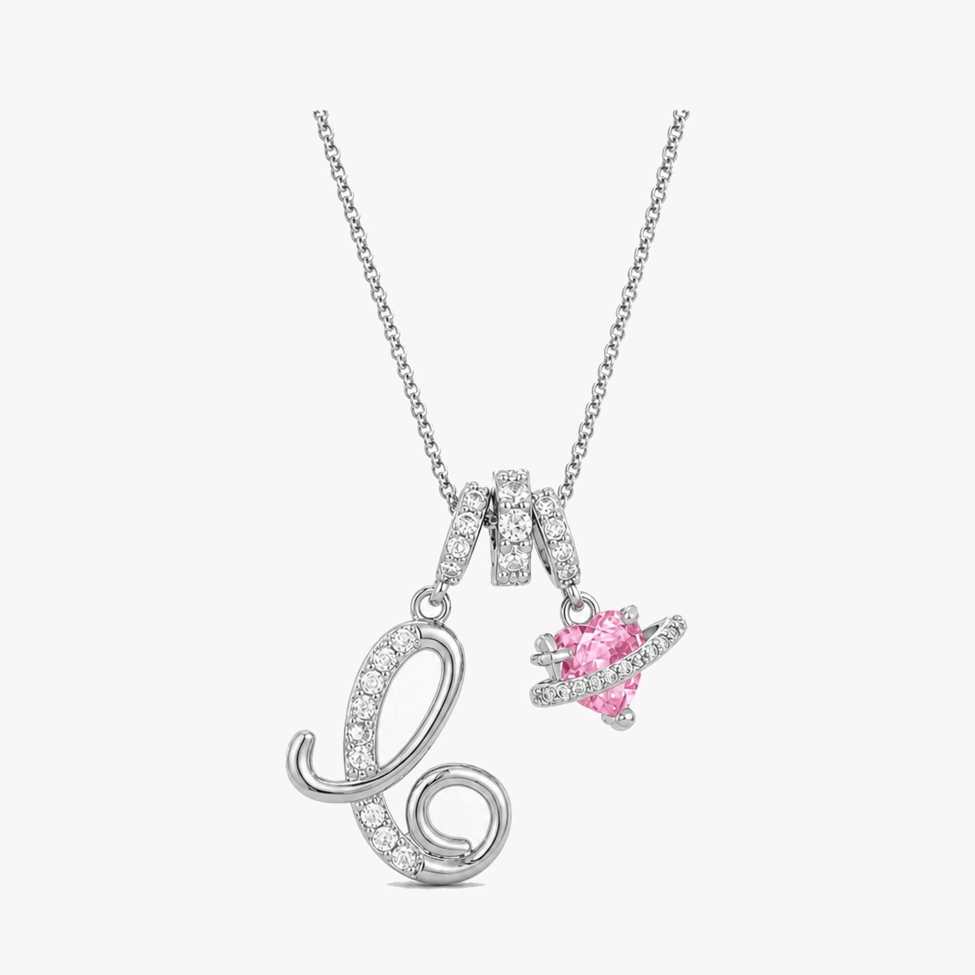 LUMARA – 3-Layer Initial Necklace with Pink Heart Zircon