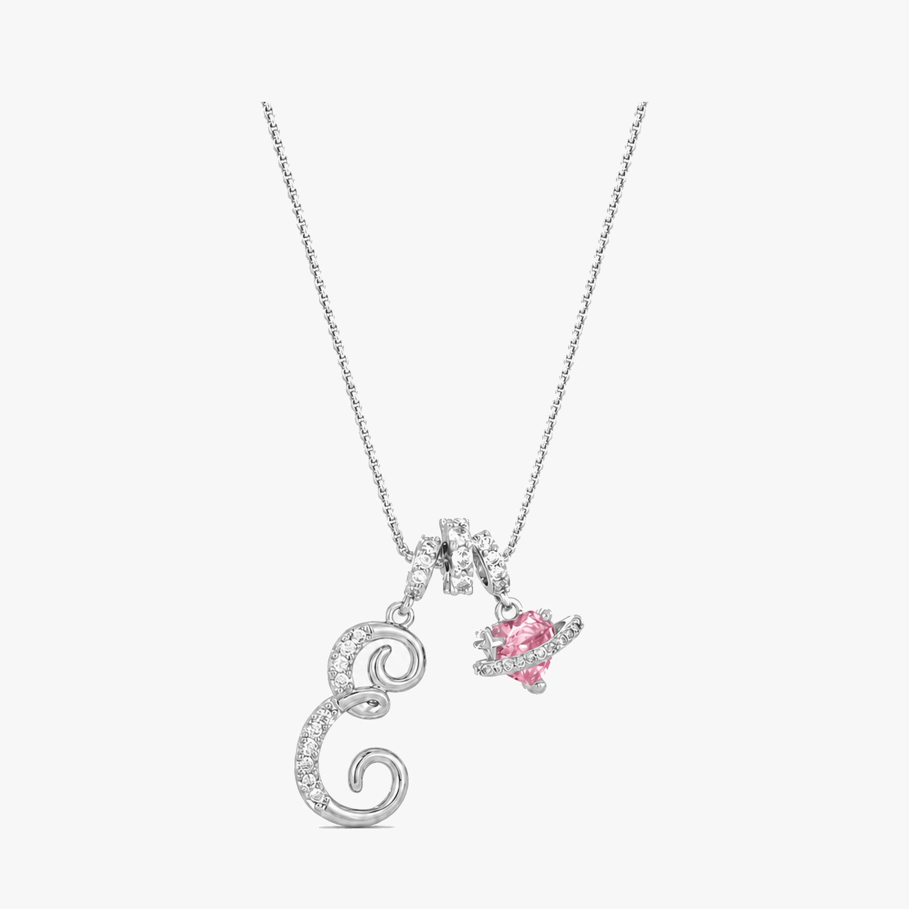 LUMARA – 3-Layer Initial Necklace with Pink Heart Zircon