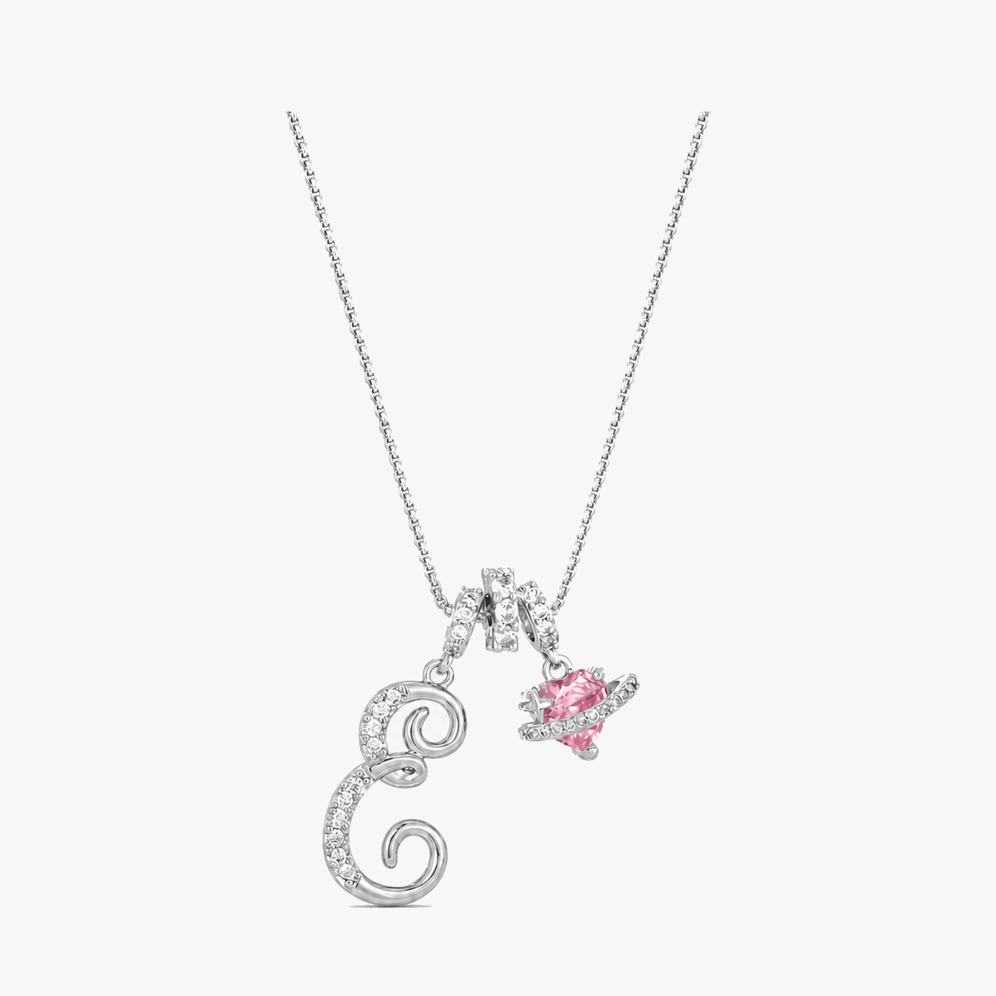 LUMARA – 3-Layer Initial Necklace with Pink Heart Zircon