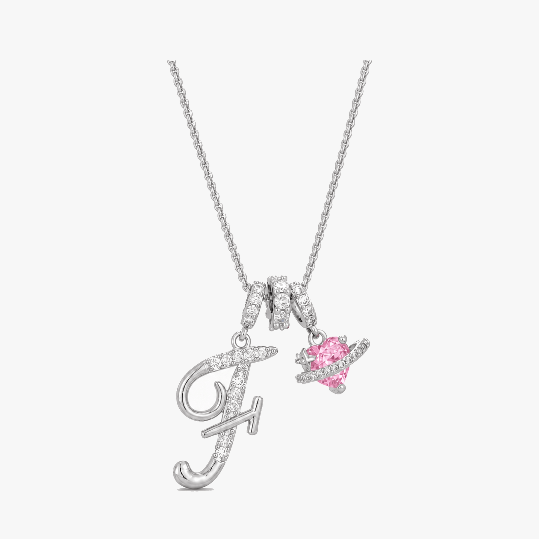 LUMARA – 3-Layer Initial Necklace with Pink Heart Zircon