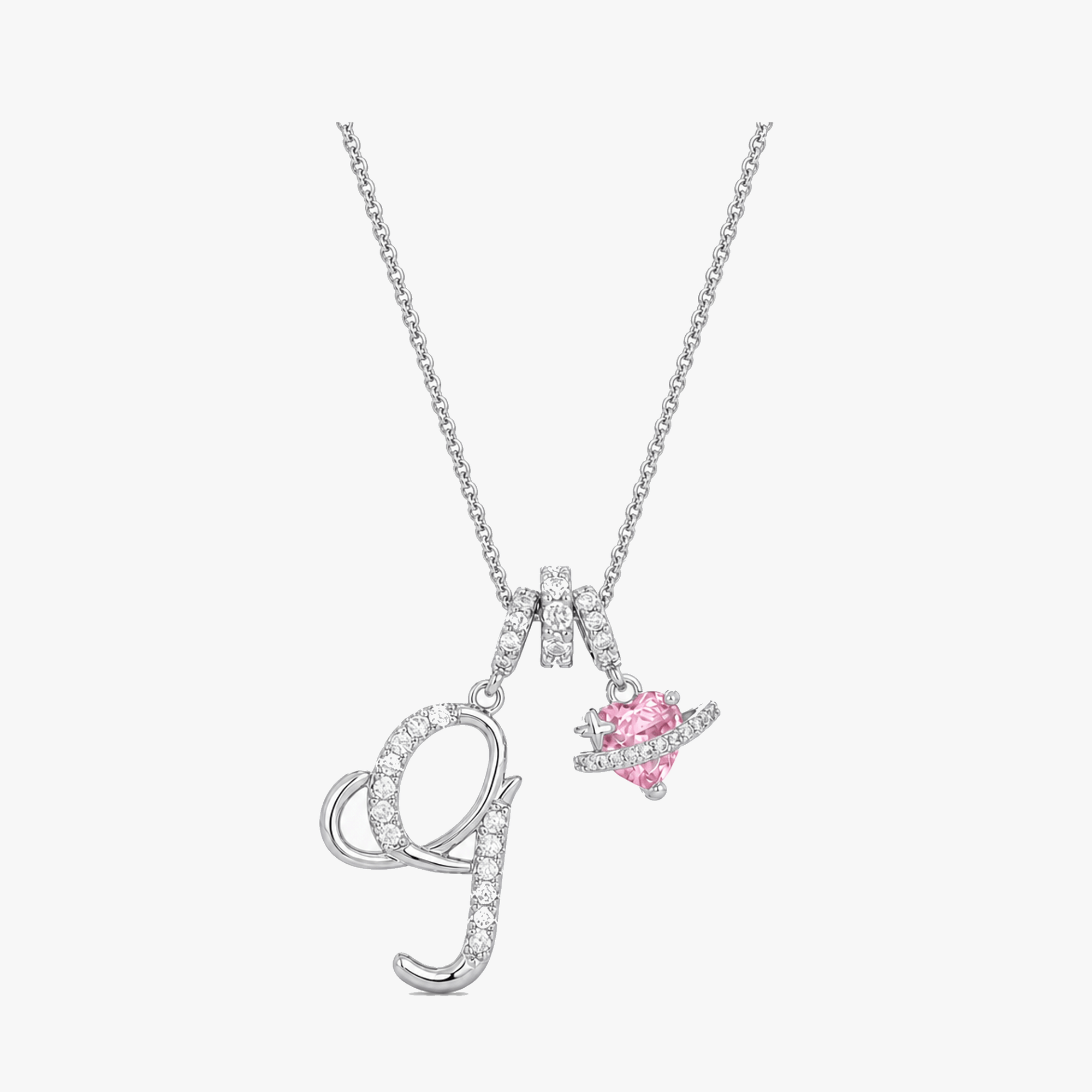 LUMARA – 3-Layer Initial Necklace with Pink Heart Zircon