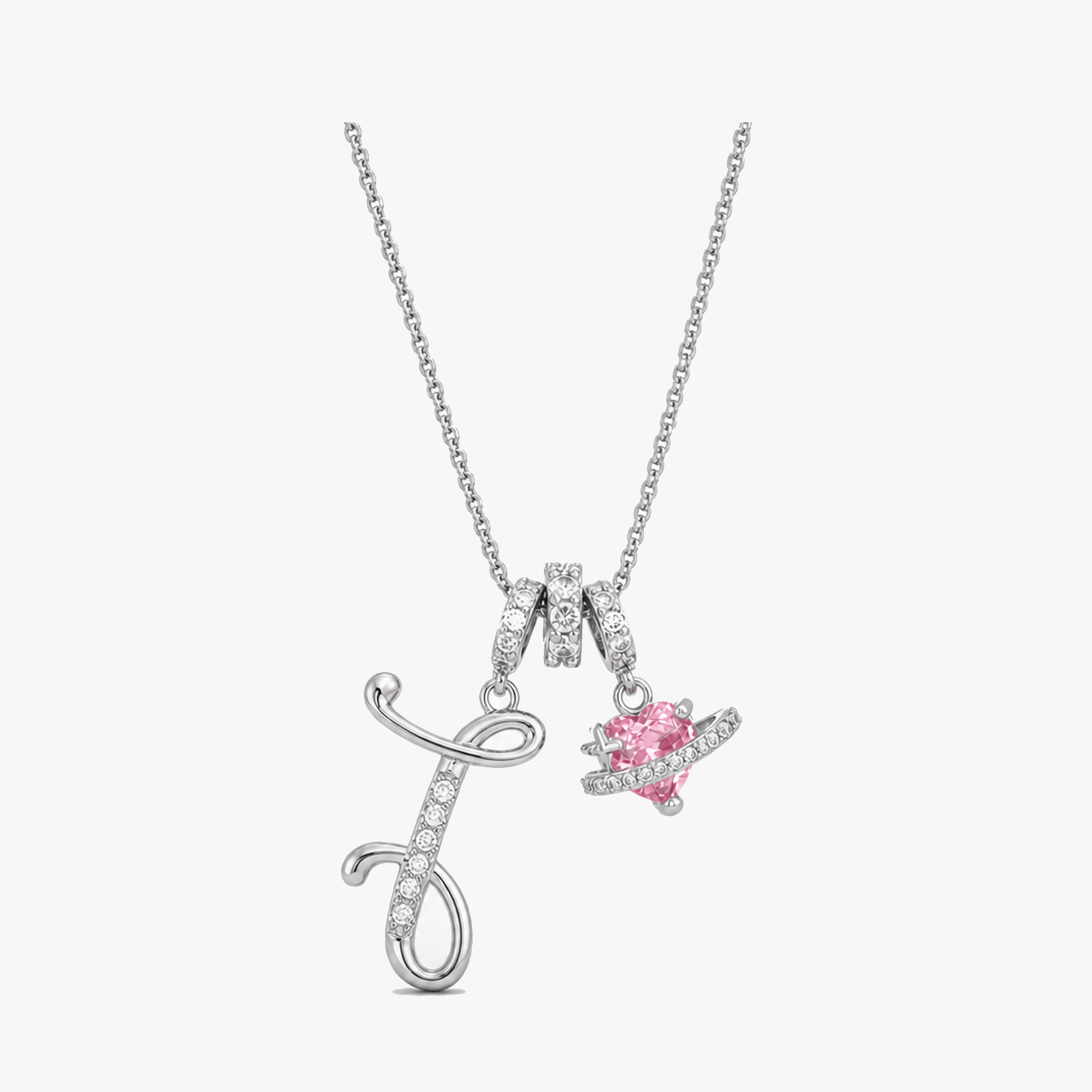 LUMARA – 3-Layer Initial Necklace with Pink Heart Zircon