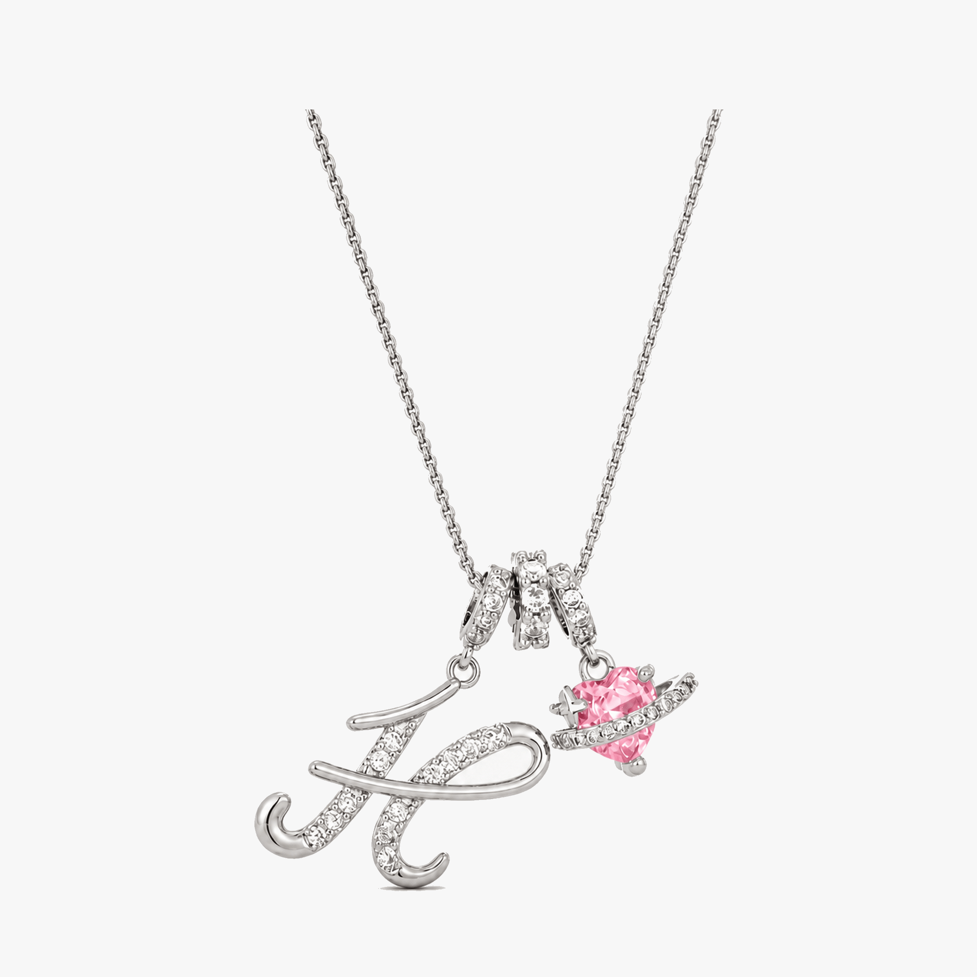 LUMARA – 3-Layer Initial Necklace with Pink Heart Zircon