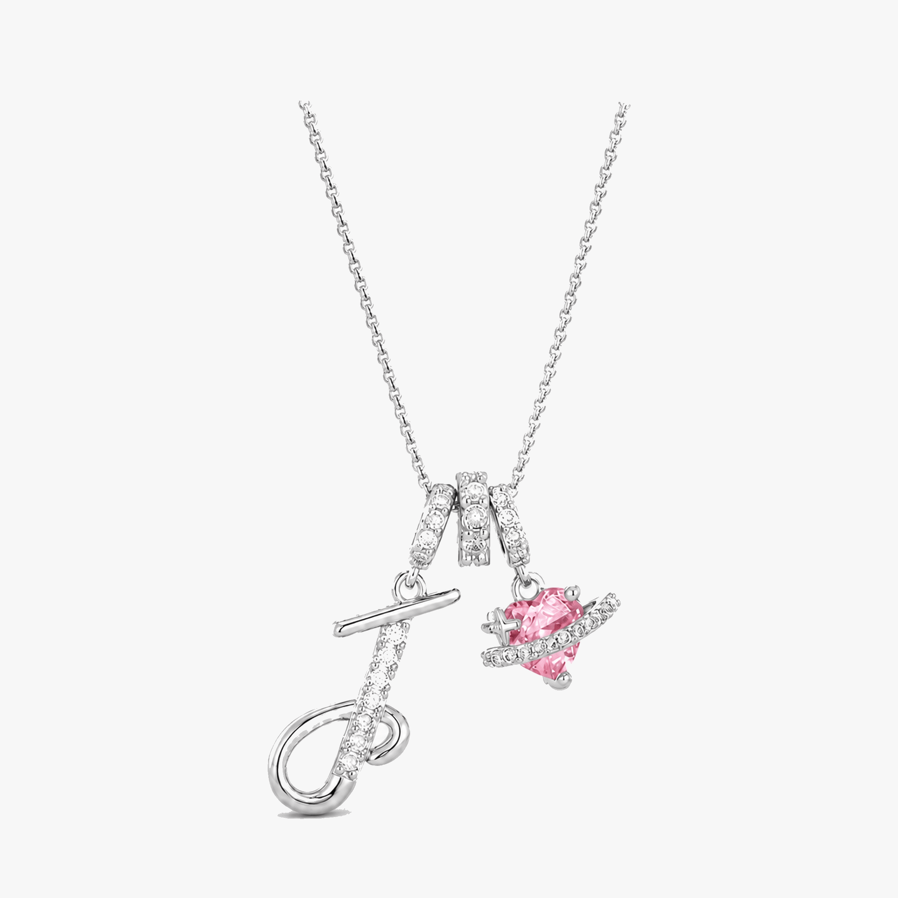 LUMARA – 3-Layer Initial Necklace with Pink Heart Zircon