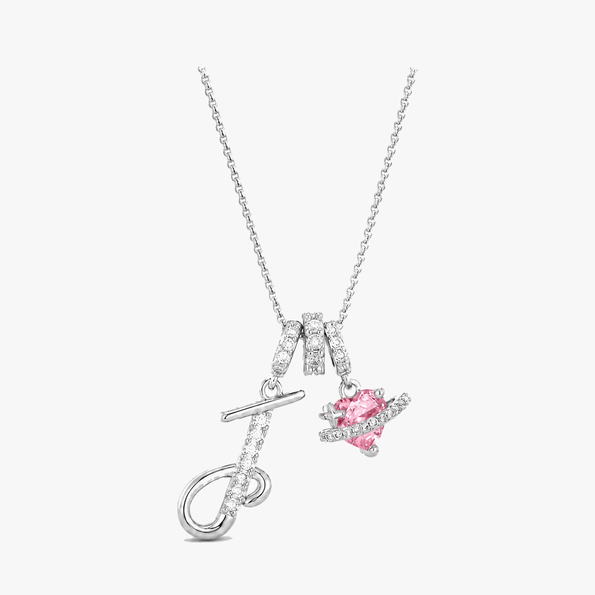LUMARA – 3-Layer Initial Necklace with Pink Heart Zircon