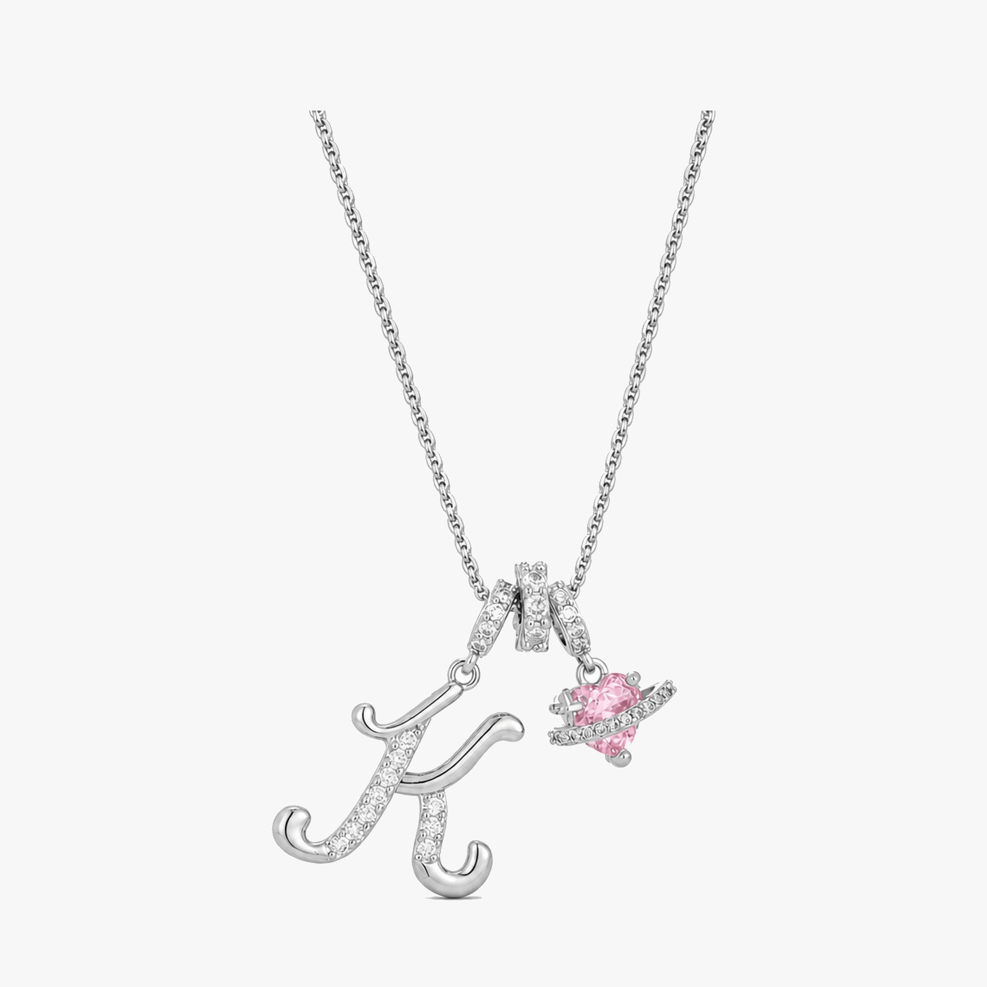 LUMARA – 3-Layer Initial Necklace with Pink Heart Zircon