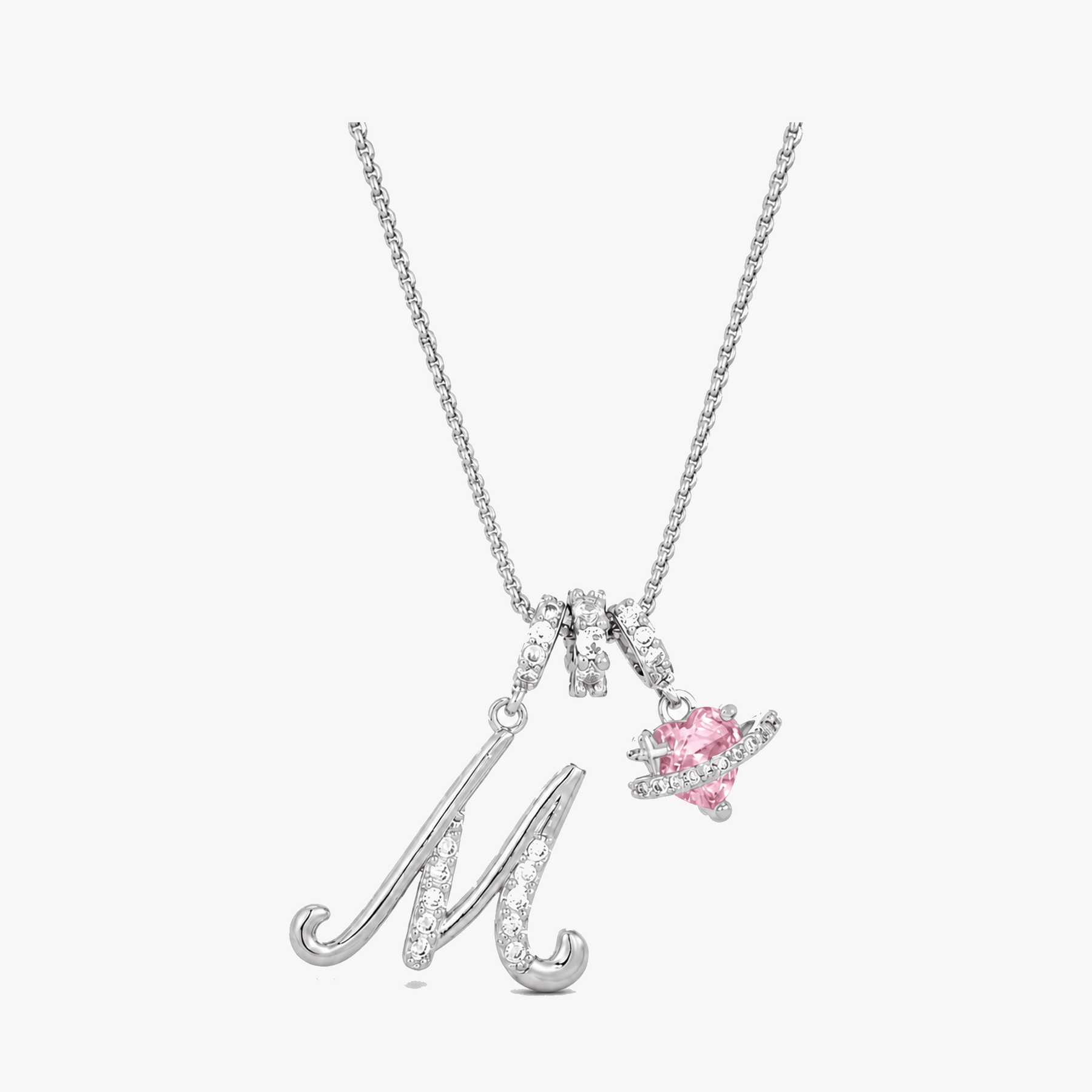 LUMARA – 3-Layer Initial Necklace with Pink Heart Zircon