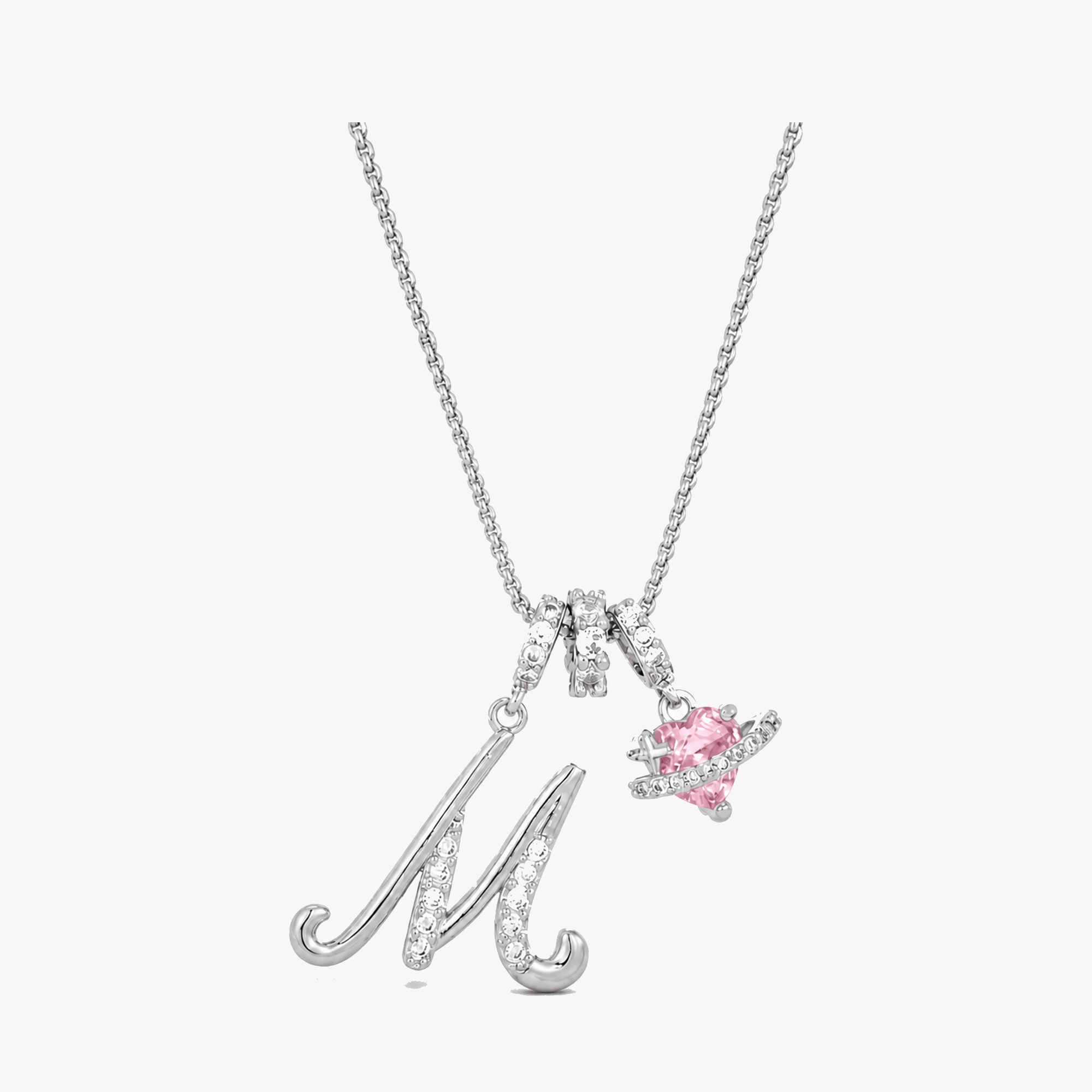 LUMARA – 3-Layer Initial Necklace with Pink Heart Zircon