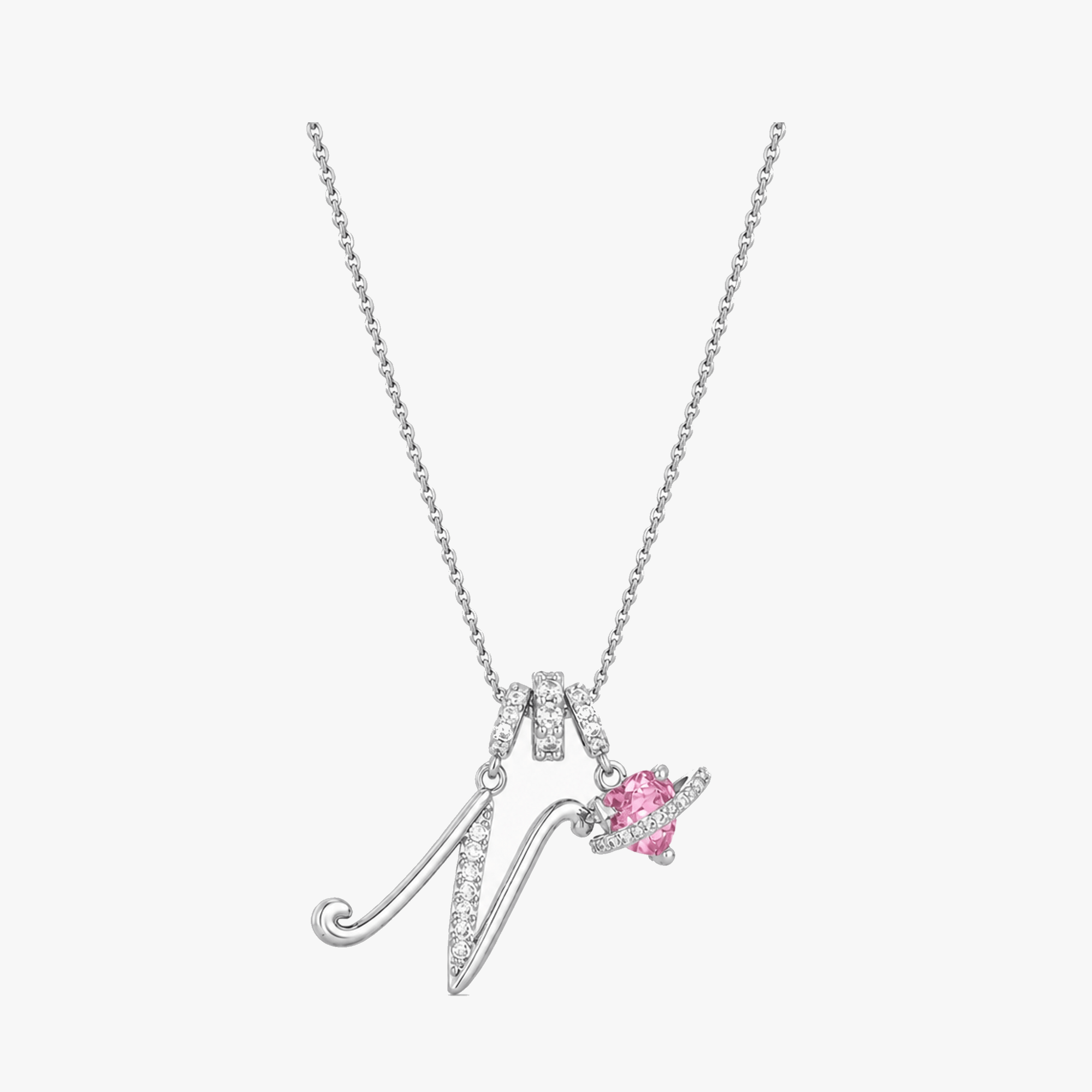LUMARA – 3-Layer Initial Necklace with Pink Heart Zircon