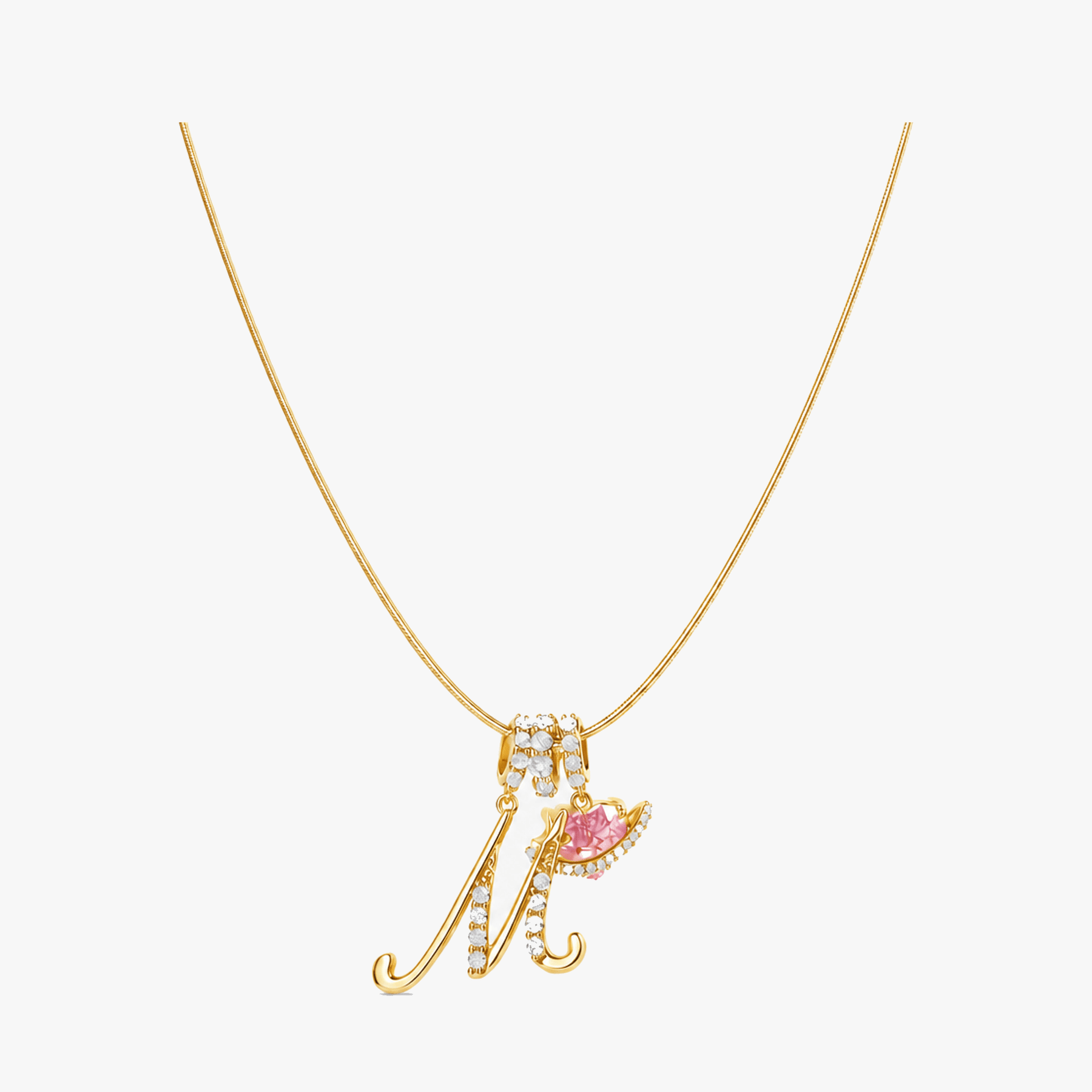 LUMARA – 3-Layer Initial Necklace with Pink Heart Zircon