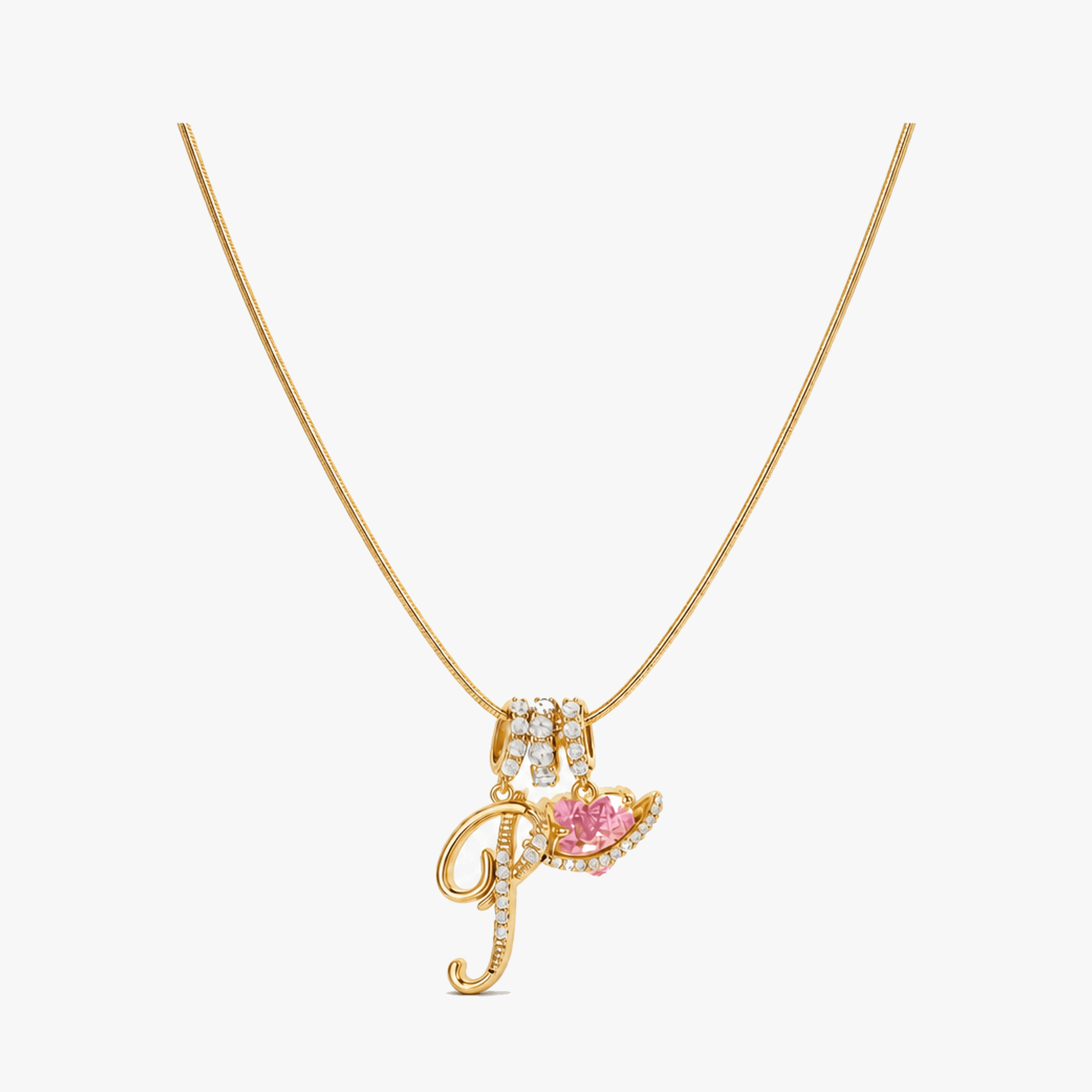 LUMARA – 3-Layer Initial Necklace with Pink Heart Zircon