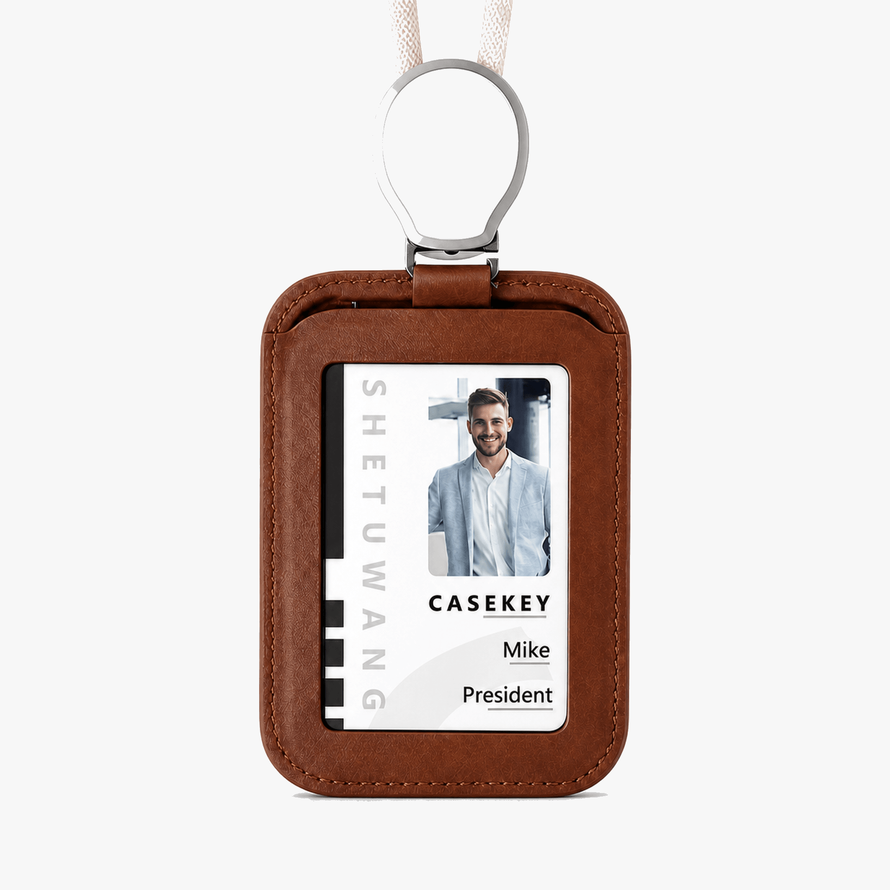 Carden – Retractable faux leather badge holder