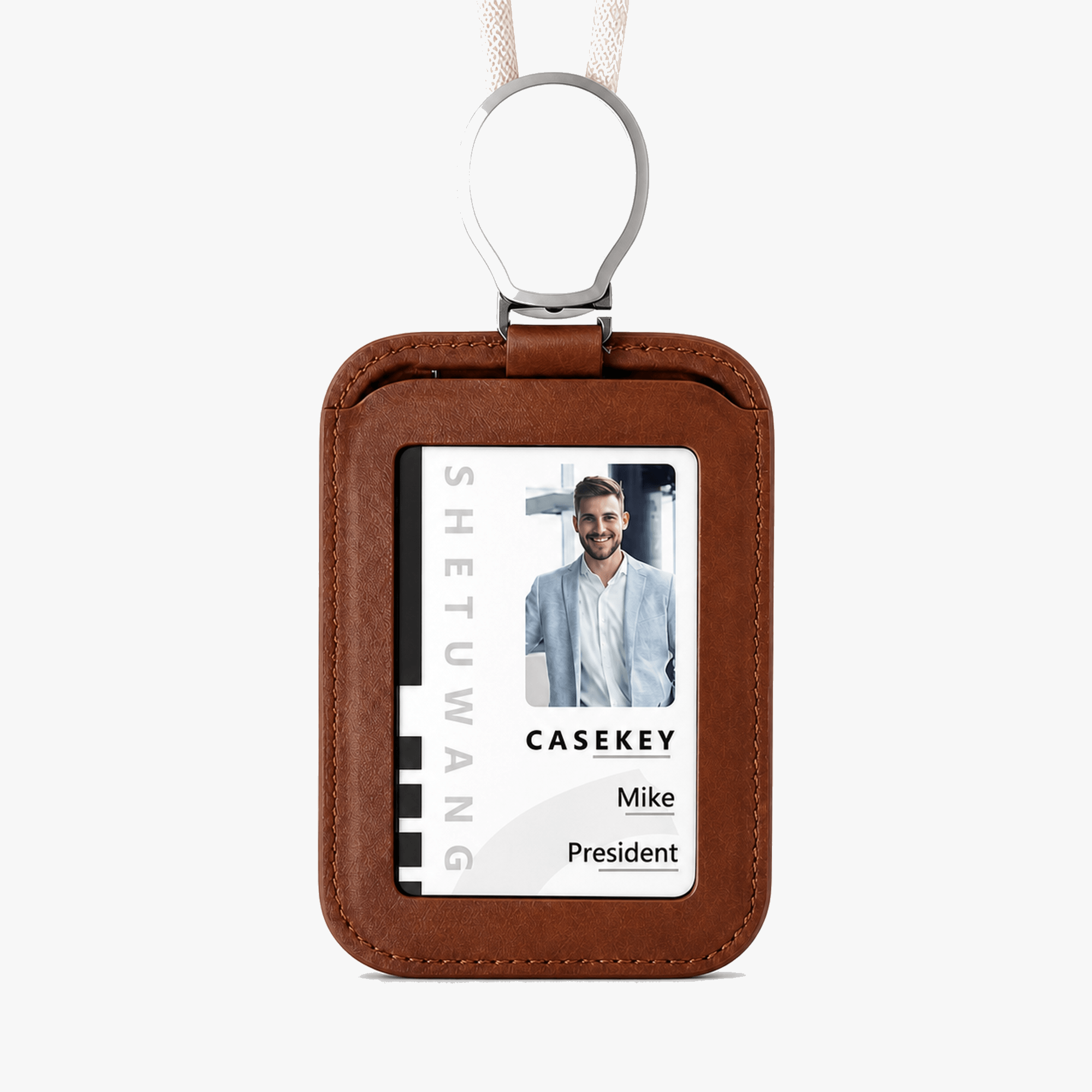 Carden – Retractable faux leather badge holder