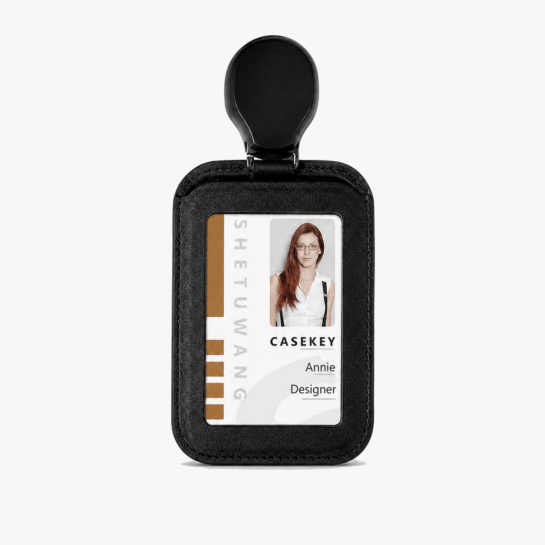 Carden – Retractable faux leather badge holder