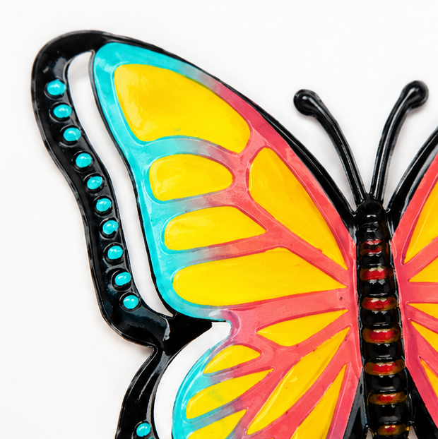 Bloomly – 3D Metal Bee Butterfly and Ladybug Garden Wall Decor Set, Hand-Painted Weatherproof, 3 Pieces