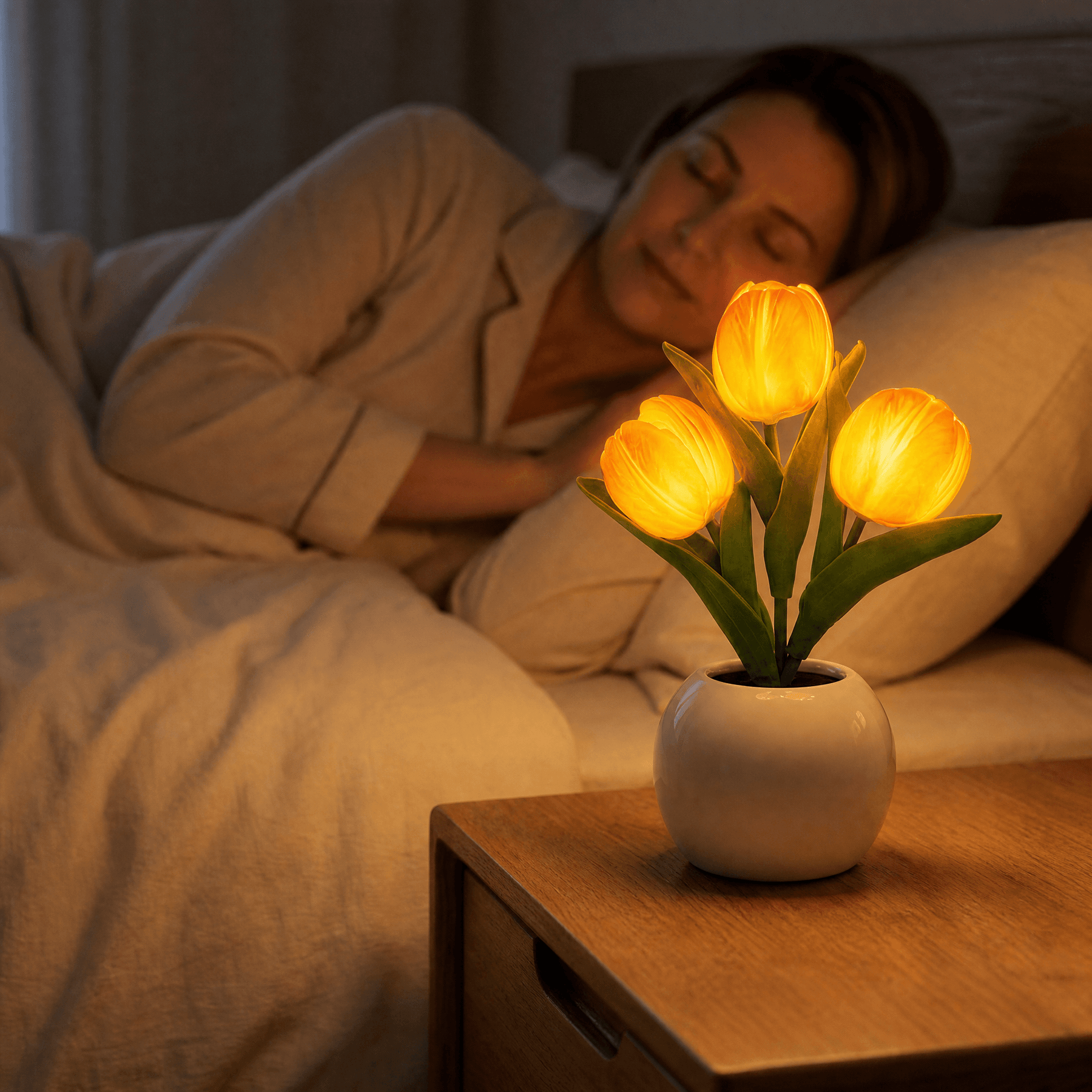Bloomora – LED Tulip Lamp with Ceramic Vase