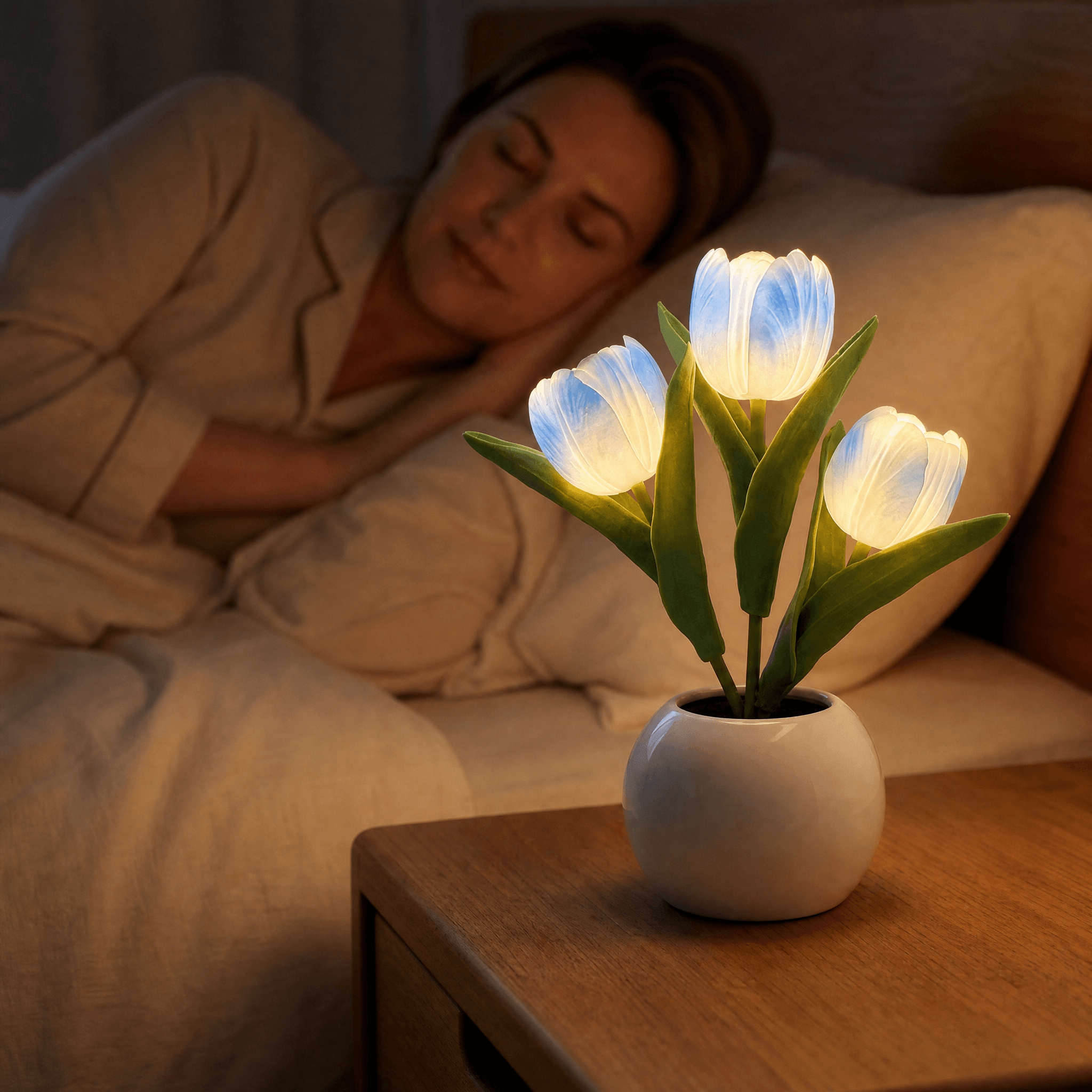 Bloomora – LED Tulip Lamp with Ceramic Vase