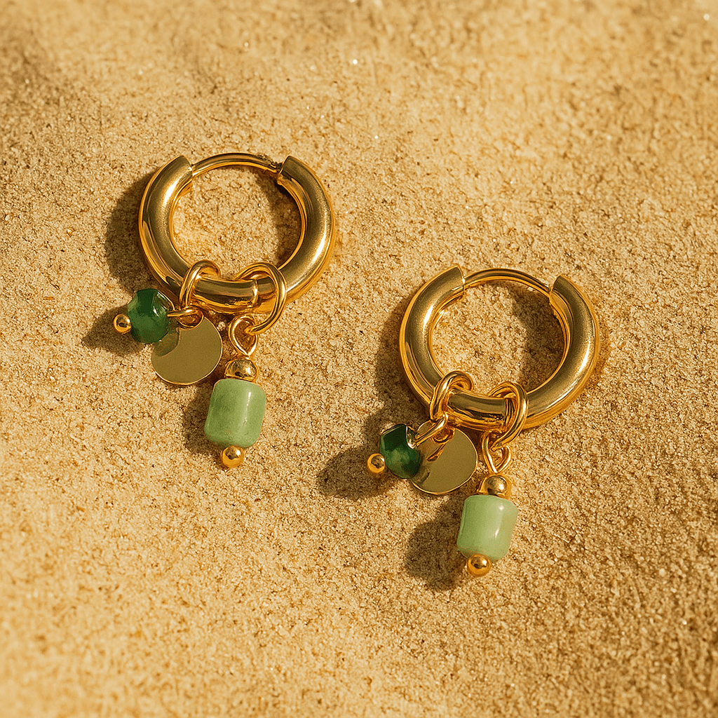 Maria Earrings – Natural Stone Hoops