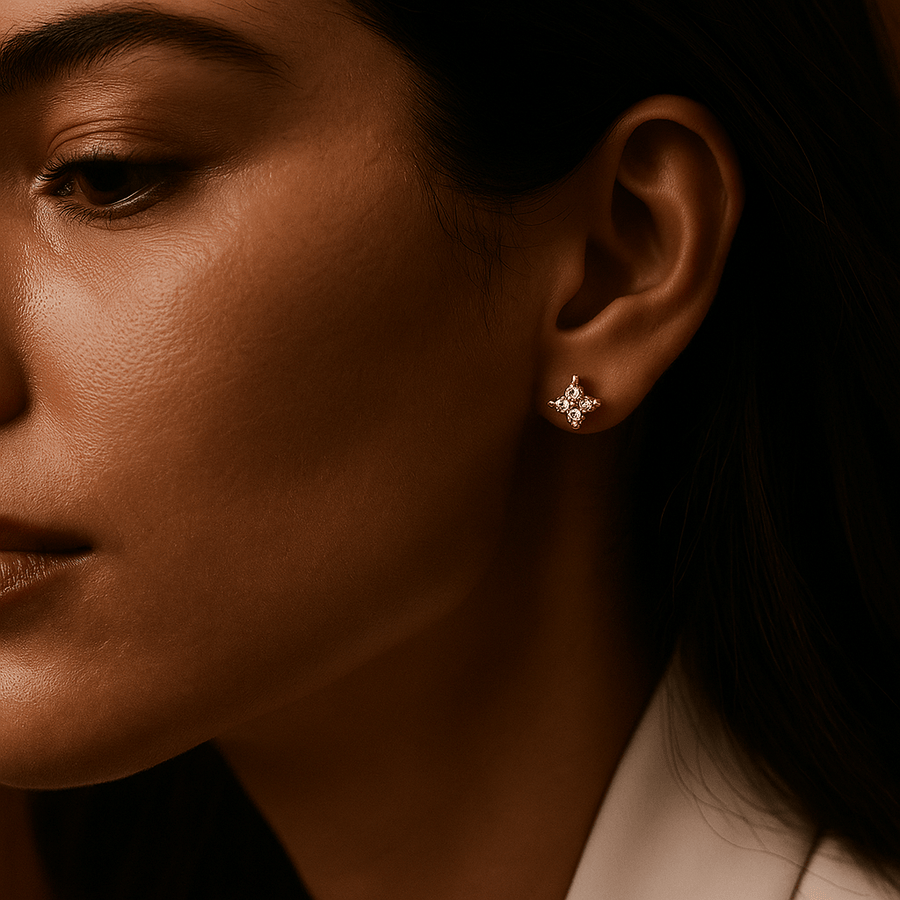 Brunelleschi Earrings – 925 Silver Studs with Moissanite