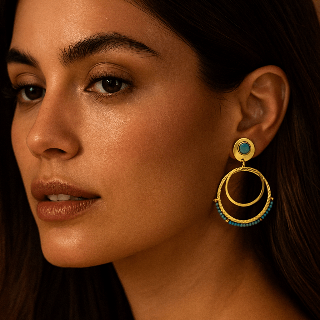 Profumo Earrings – 18k Gold and Turquoise Cabochon