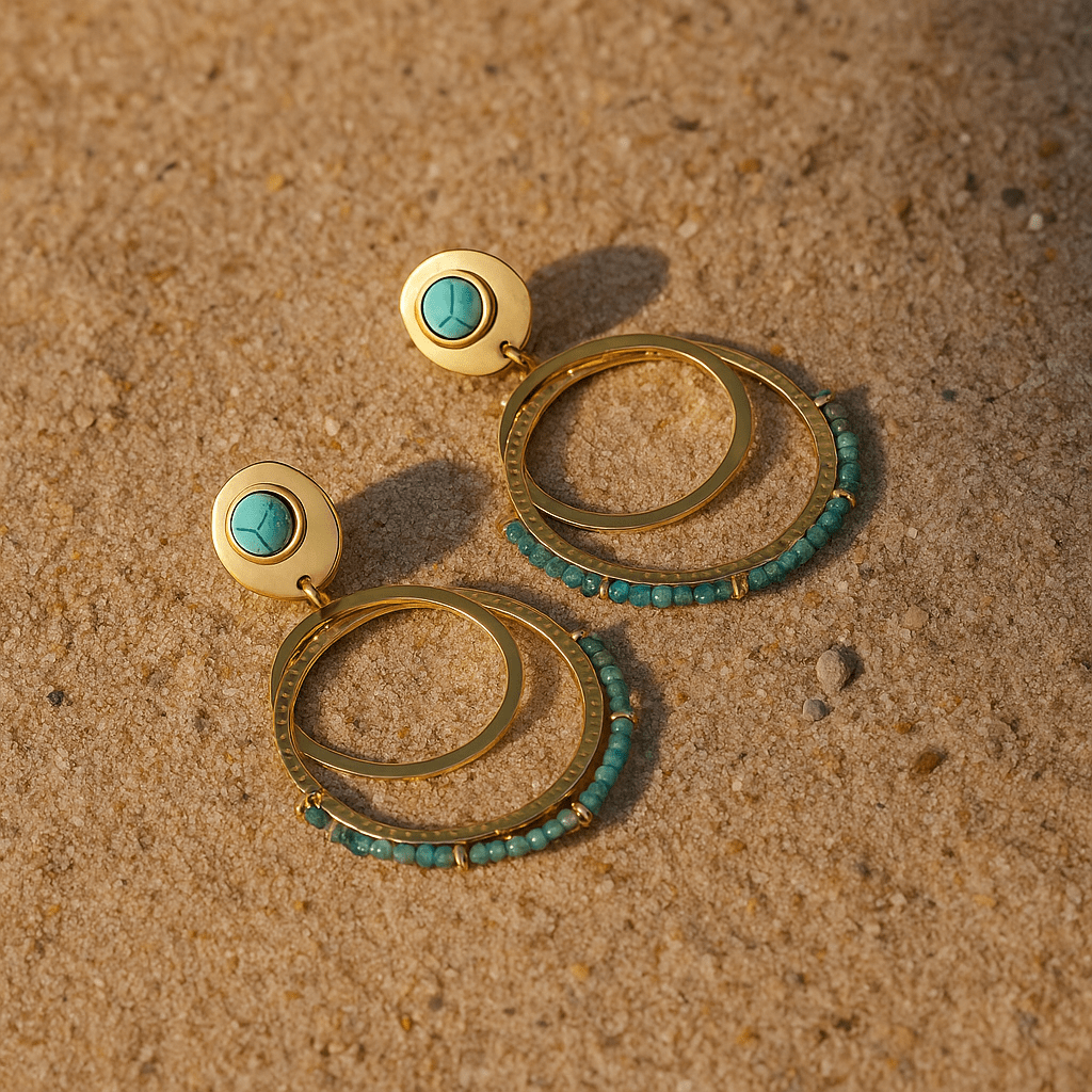Profumo Earrings – 18k Gold and Turquoise Cabochon