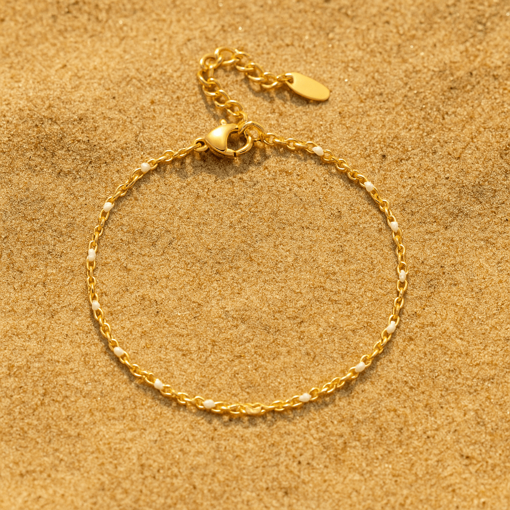 Camilla Bracelet – 14k Gold Plated and Enamel Pearls