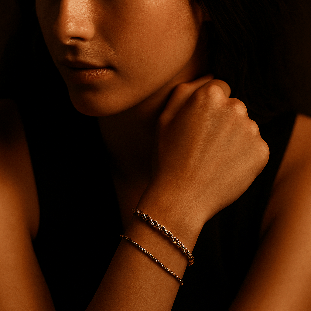 Sabbia Bracelet – braided chain plated in gold or silver