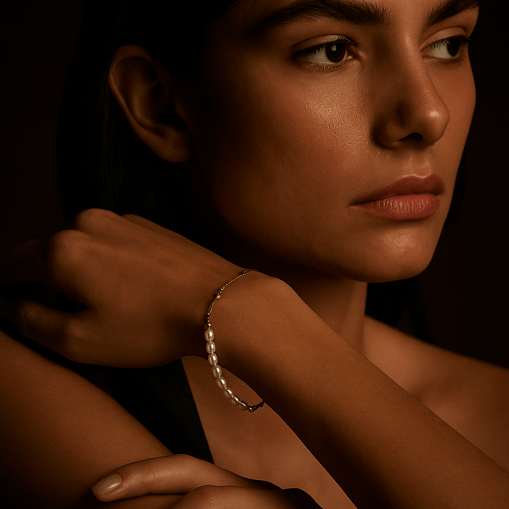 Credenza Bracelet – White Pearls and Gold or Silver Plating